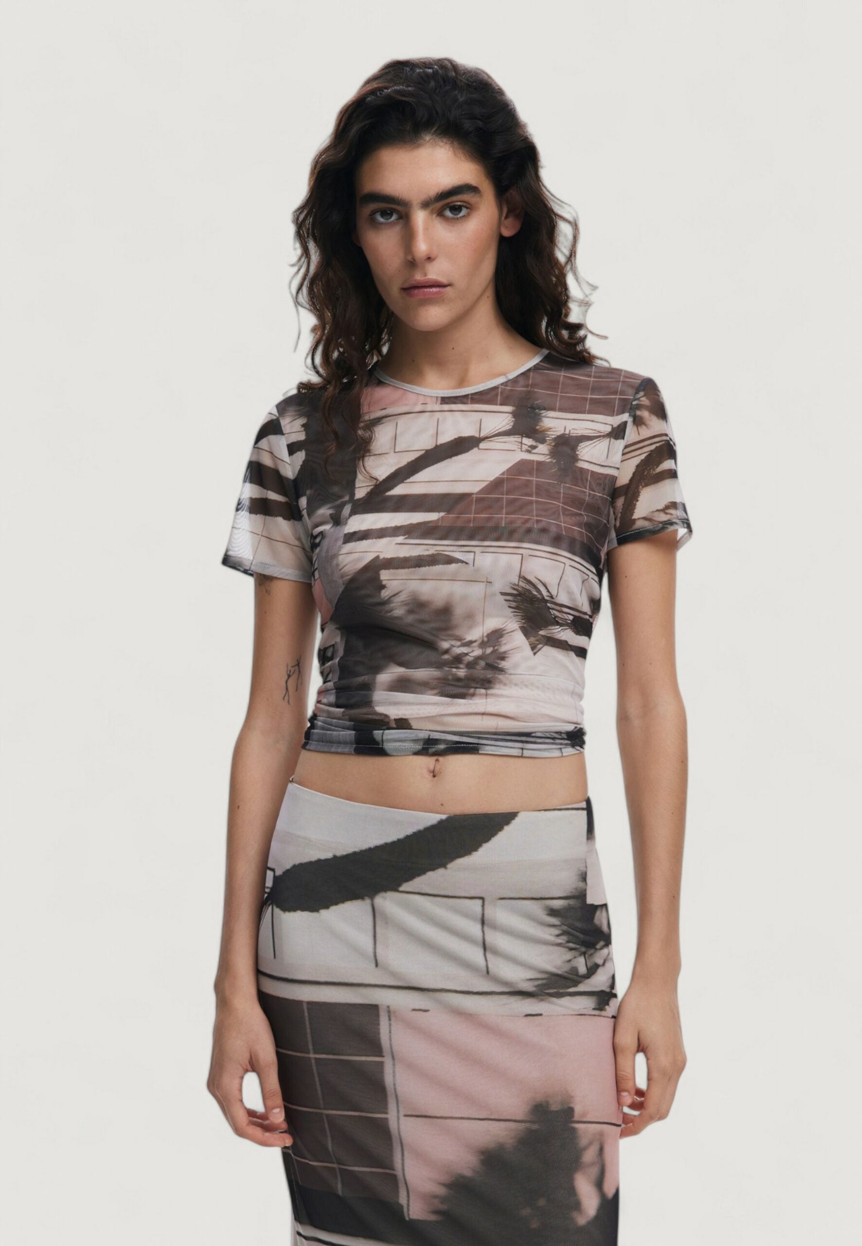 Desigual Mesh Print Top - Multi