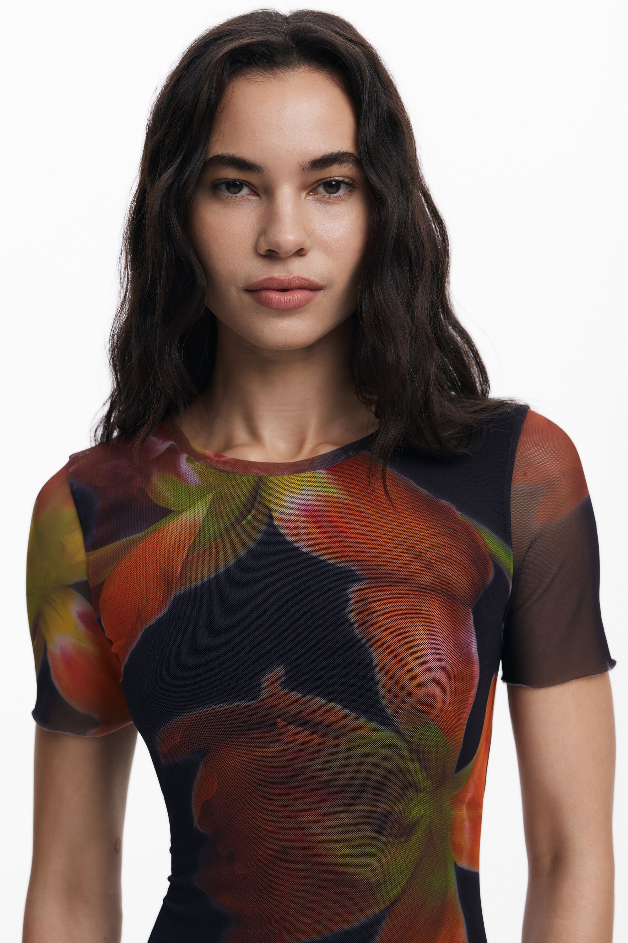 Desigual Tulle Flower Dress - Black/ Multi