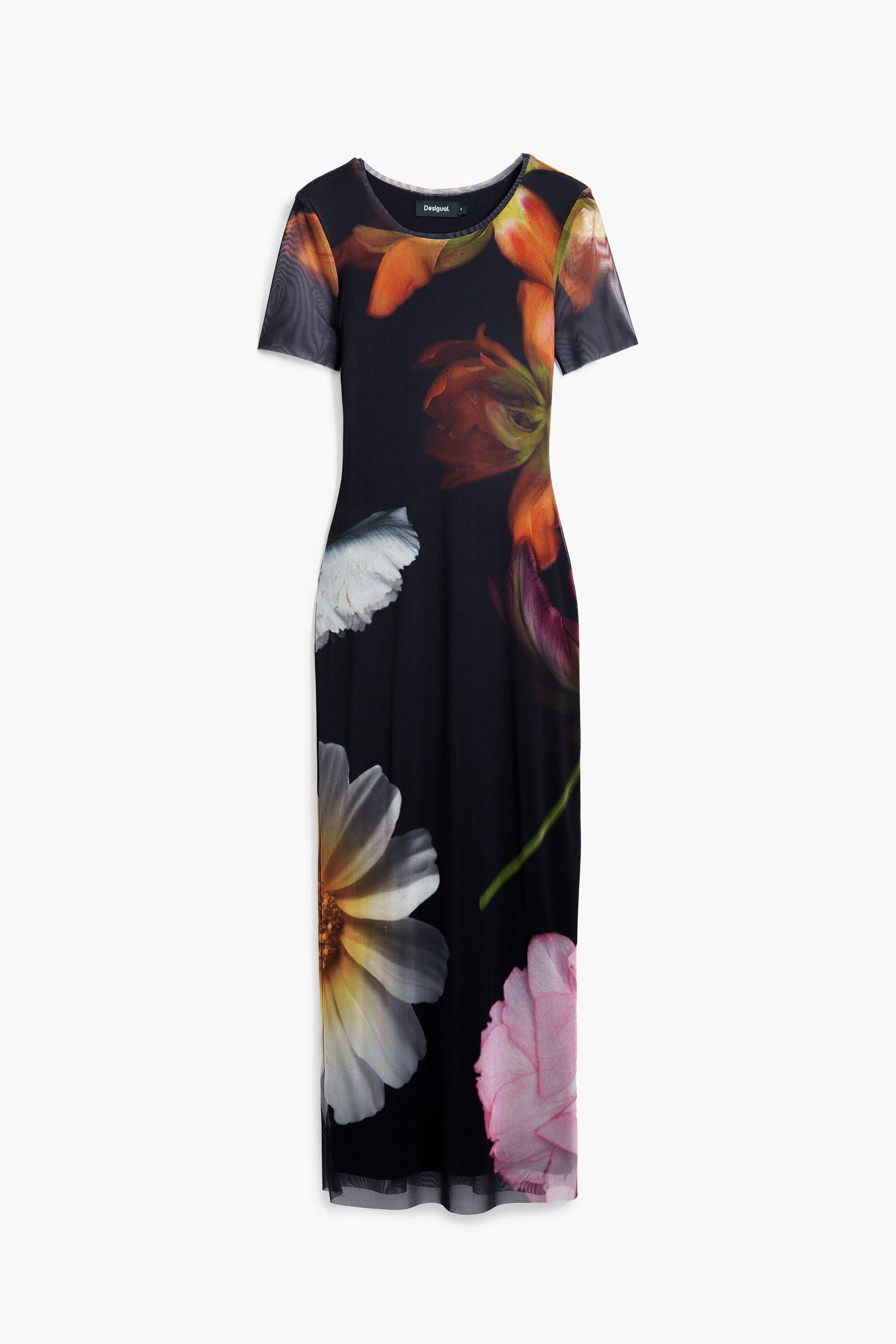 Desigual Tulle Flower Dress - Black/ Multi