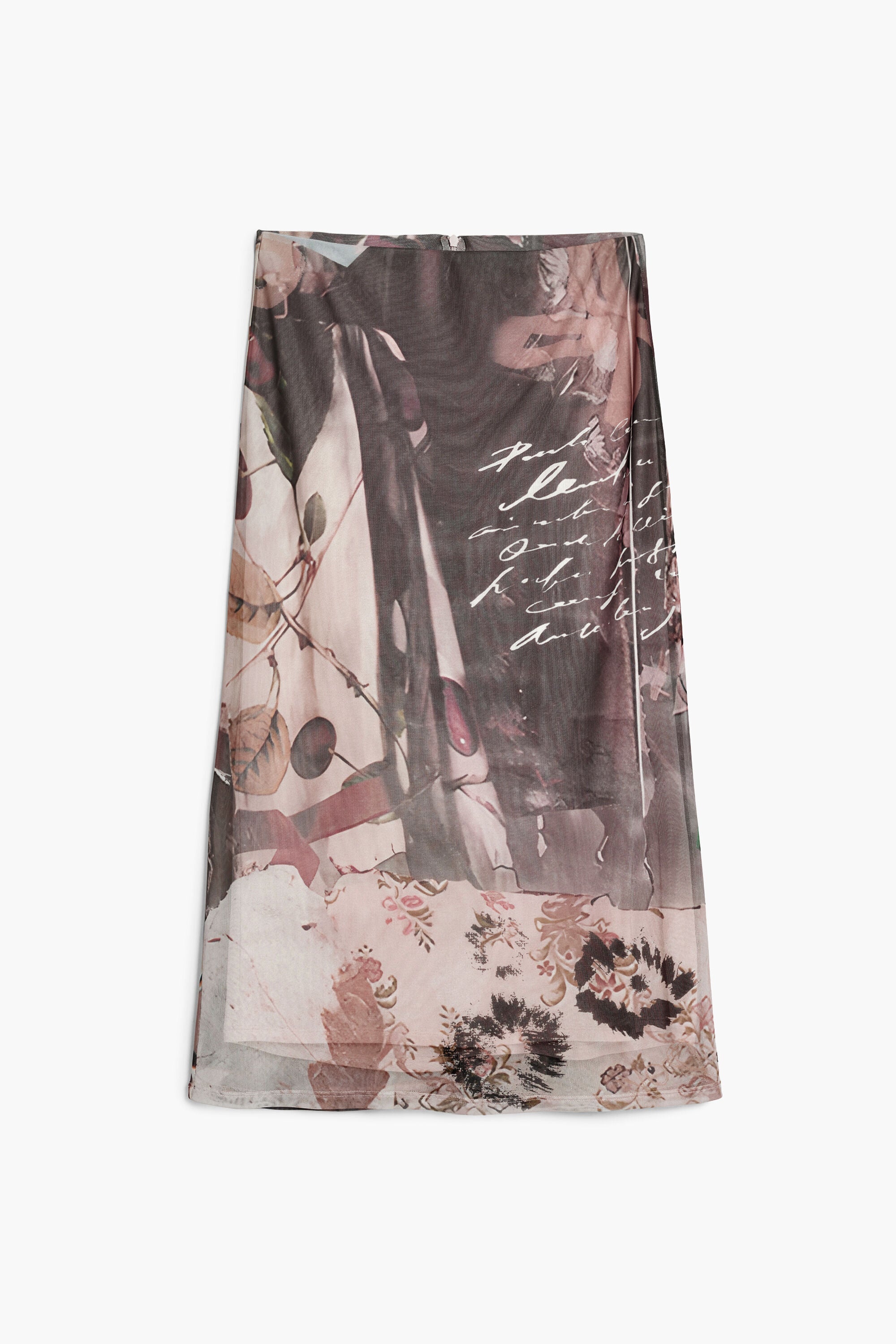 Desigual Mesh Midi Skirt 052002 - Collage Effect Print