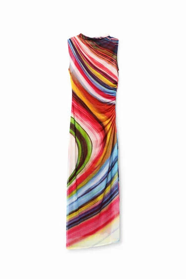 Desigual Tulle Wave Midi Dress - Multi Colour