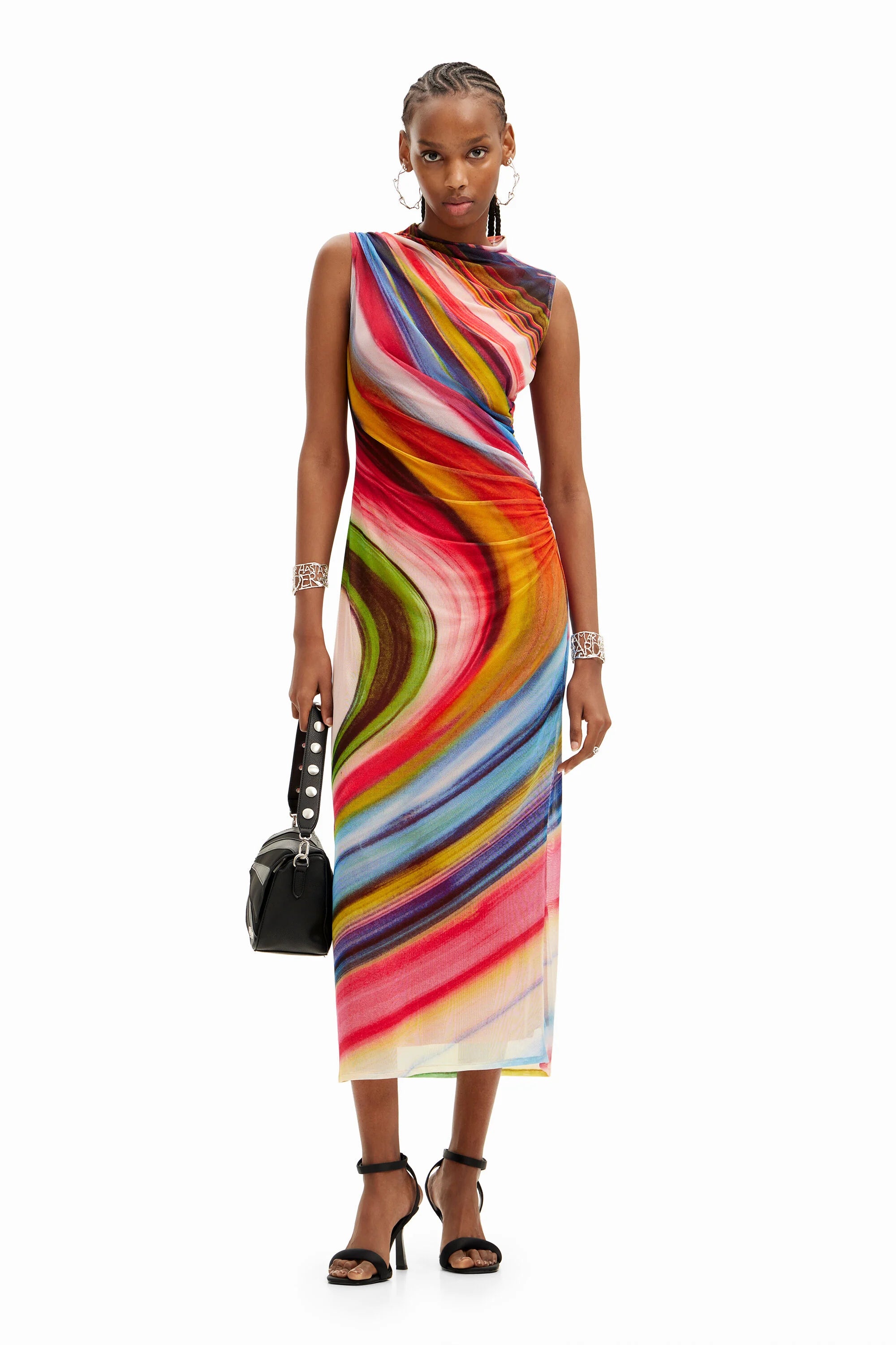 Desigual Tulle Wave Midi Dress - Multi Colour