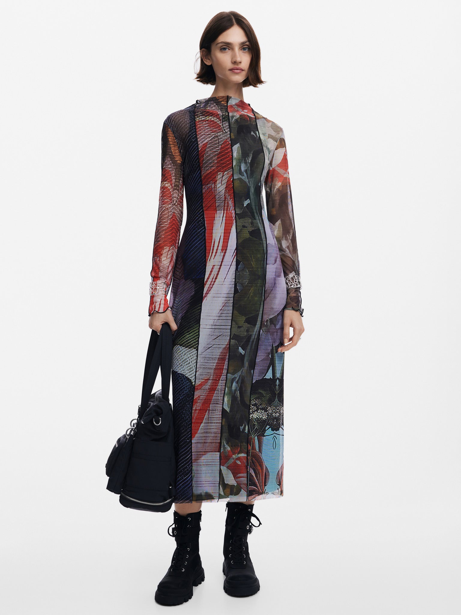 Desigual Mesh Print Slip Dress - Autumn Print