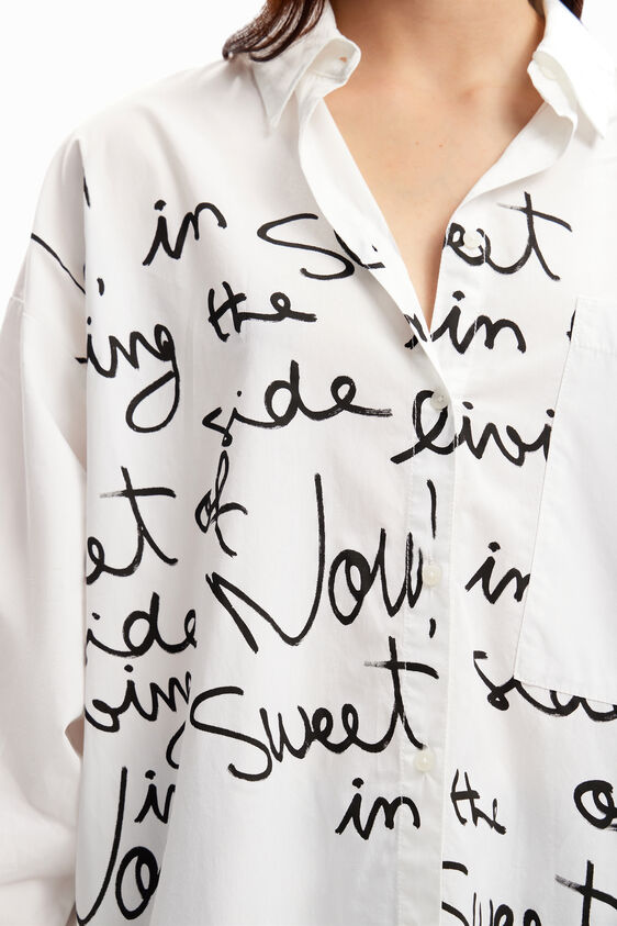 Desigual Oversized Wording Print Shirt - Bianco