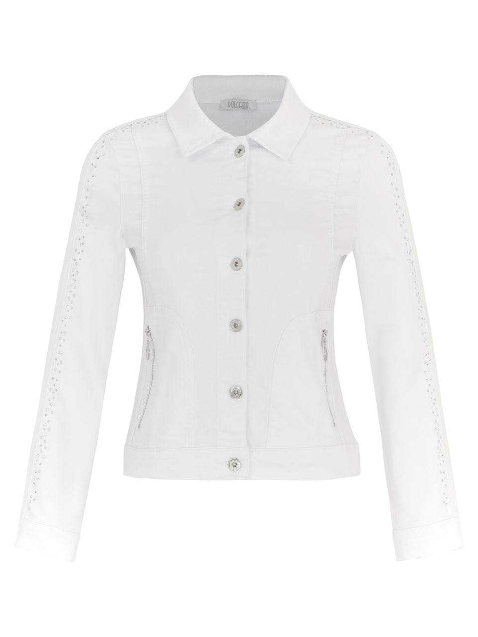 Dolcezza Rhinestone Detailed Jacket - White