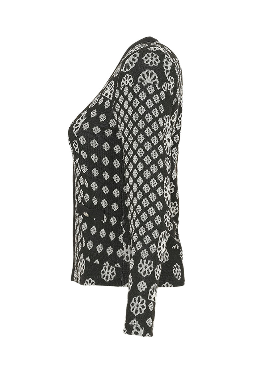 Dolcezza Zip Print Cardigan - Black/ White