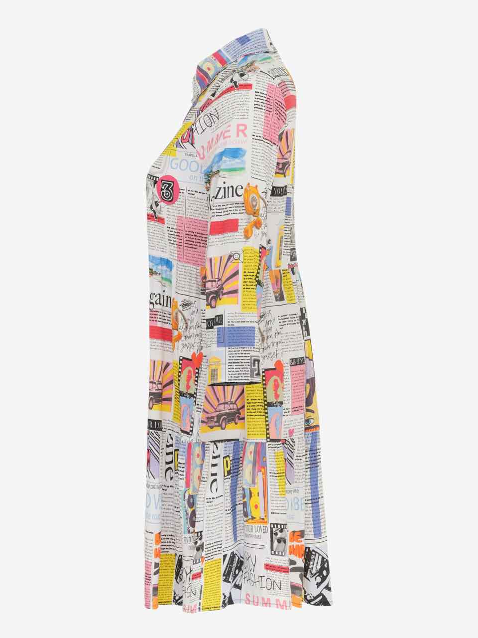 Dolcezza Newspaper Printed Shirt Dress - Multi