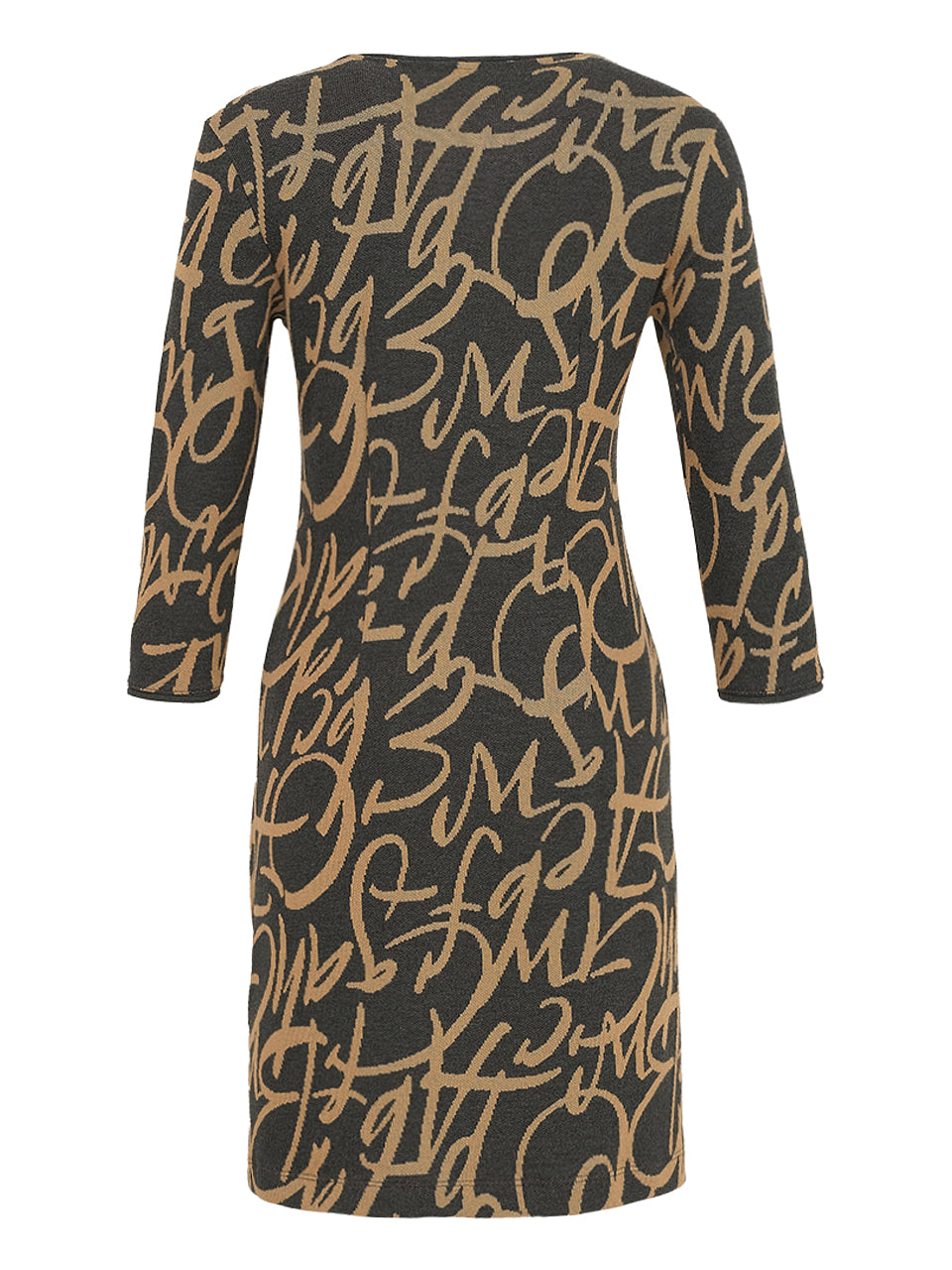 Dolcezza Swirl Print Shift Dress - Charcoal/ Camel