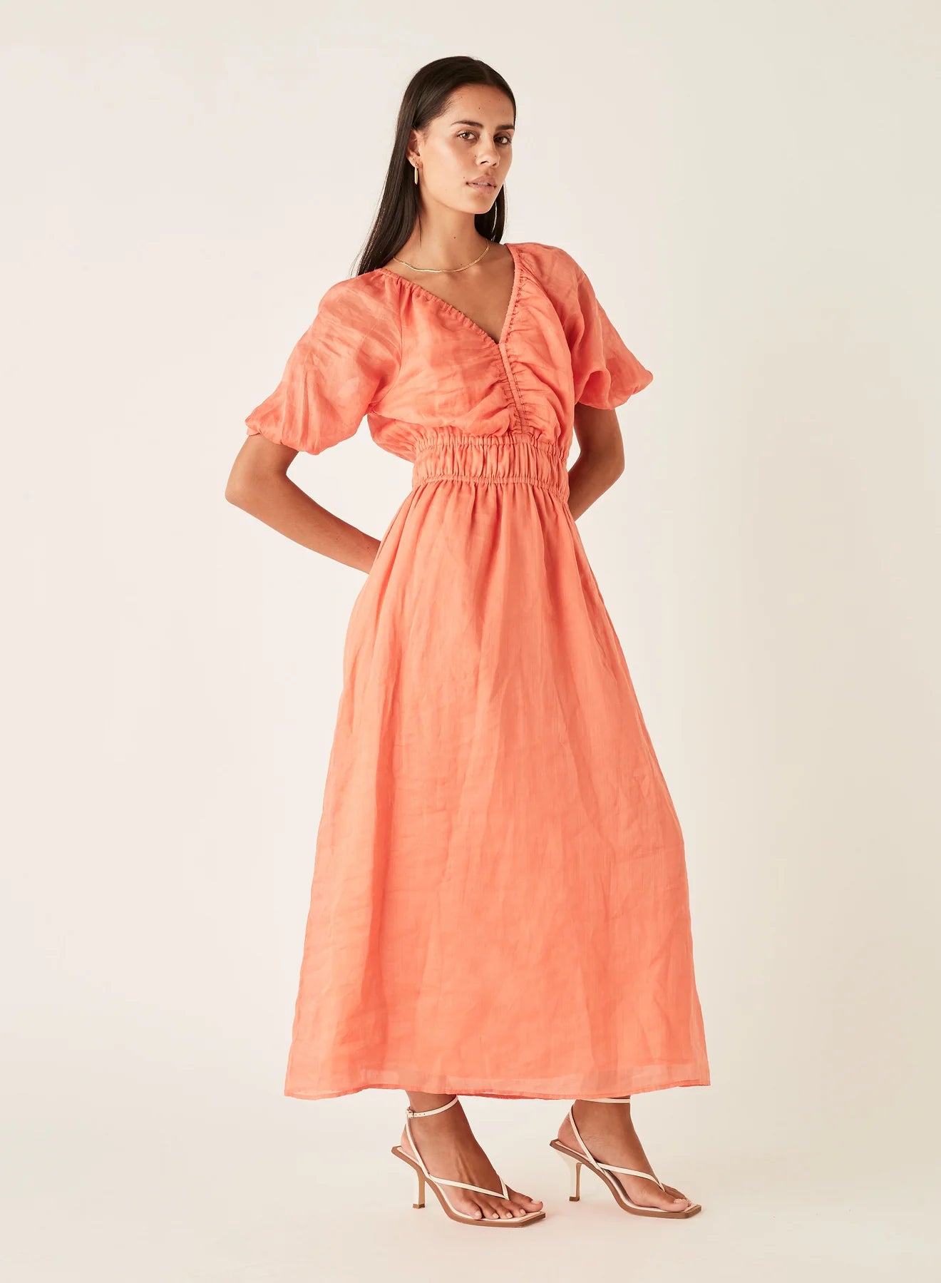 Esmaee Palms Midi Dress - Blood Orange