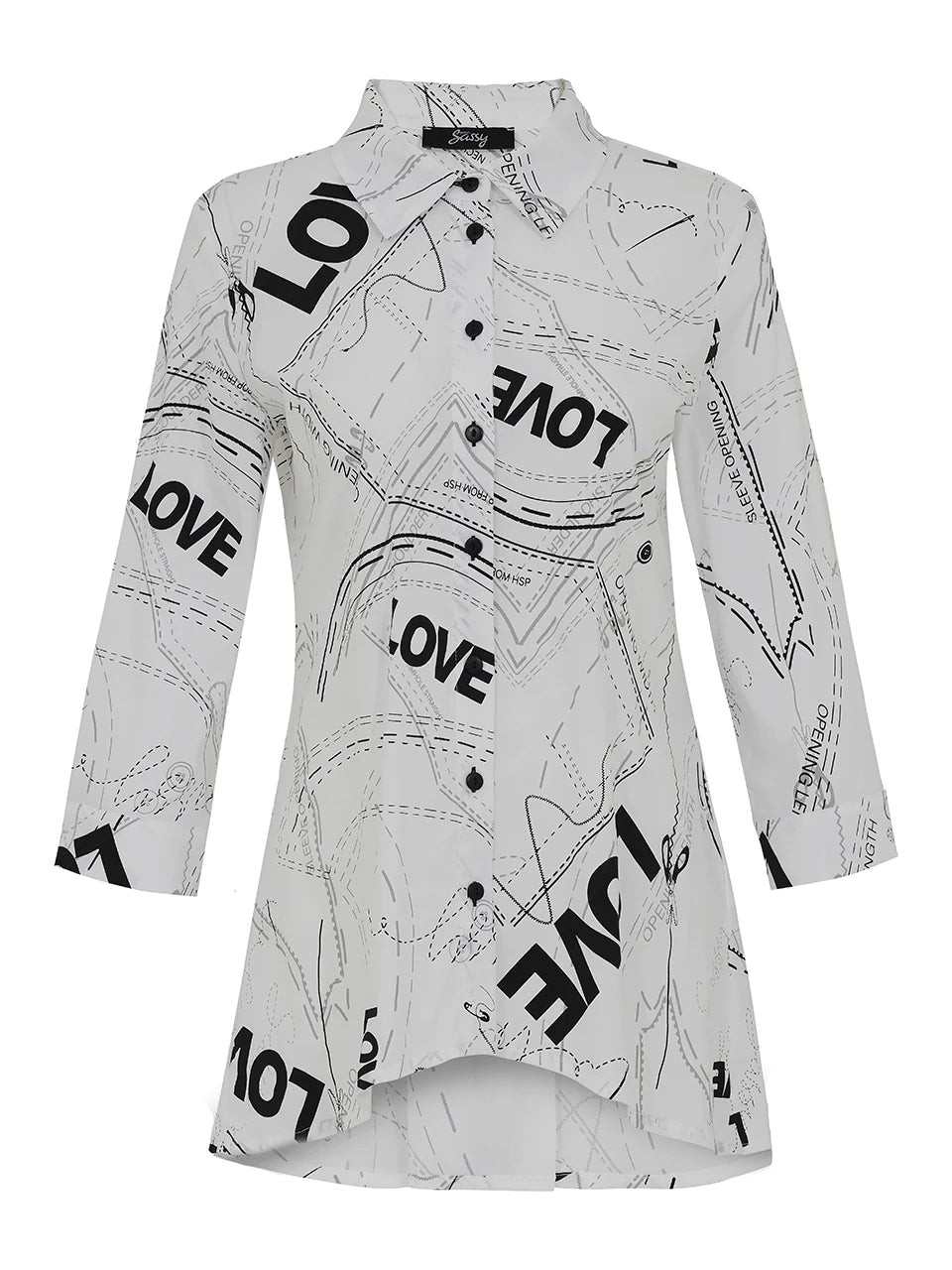 Ever Sassy Love Print Shirt 13453 - Black/White