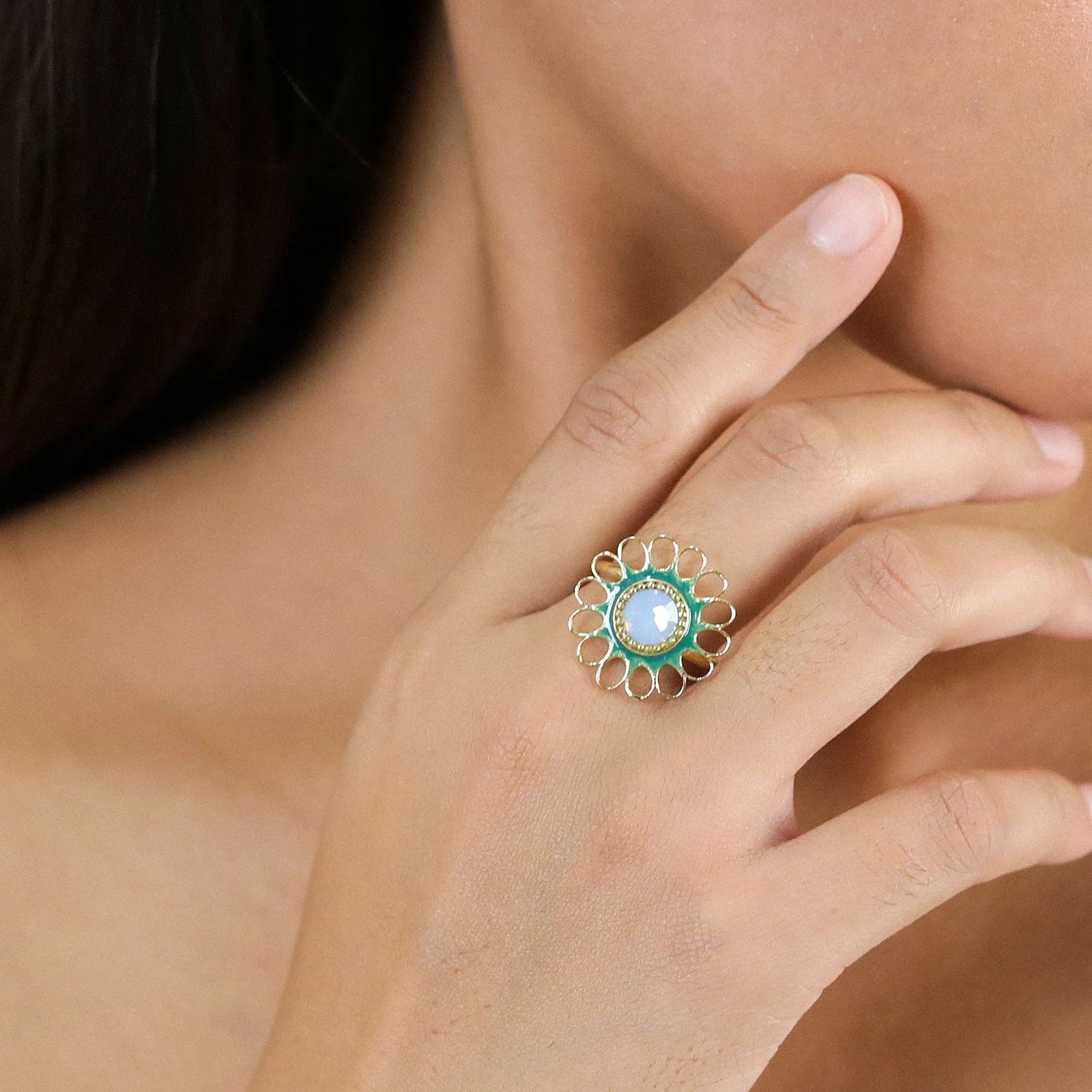 Frank Herval Zelie Flower Ring - Gold