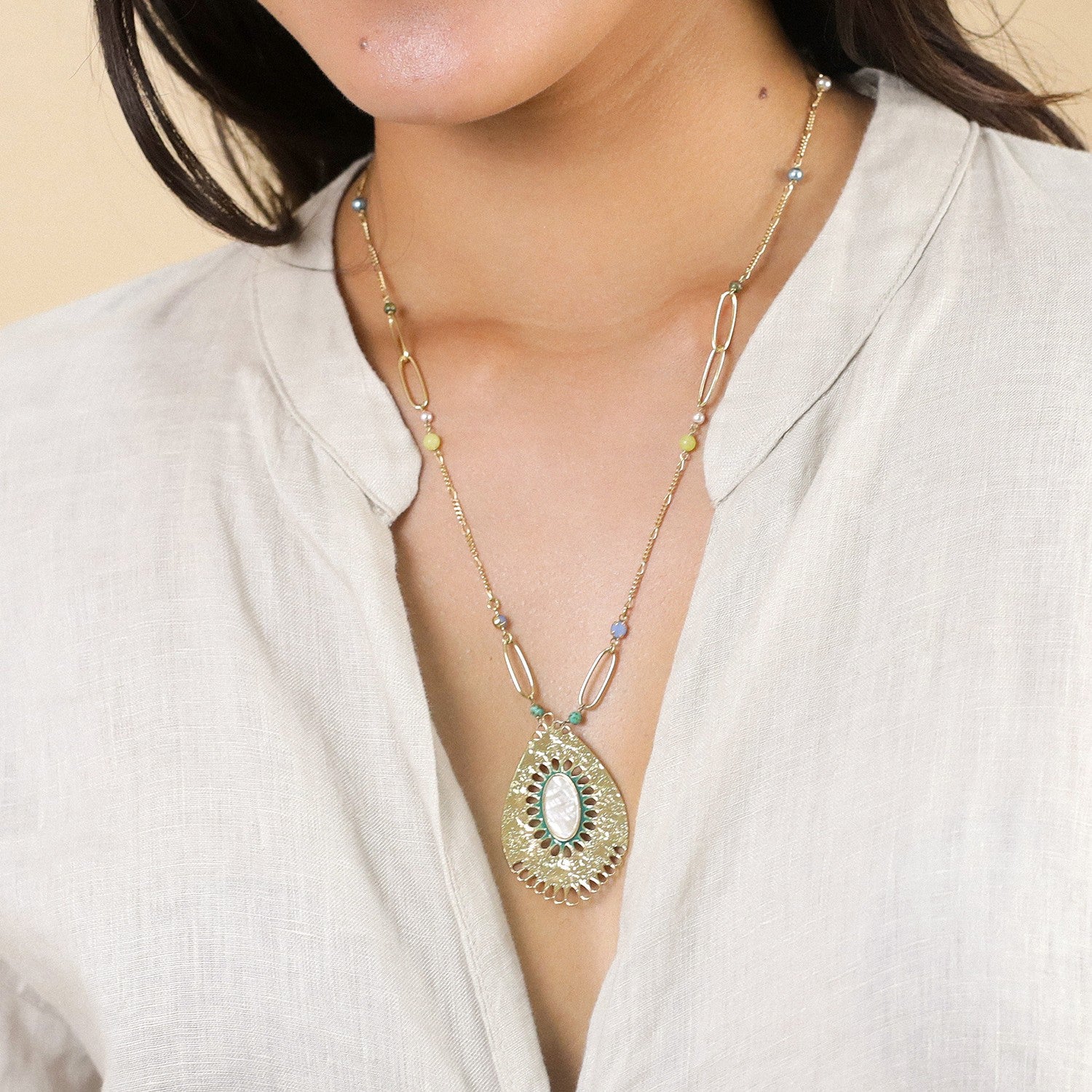 Frank Herval Zelie Long Pendant Necklace - Gold