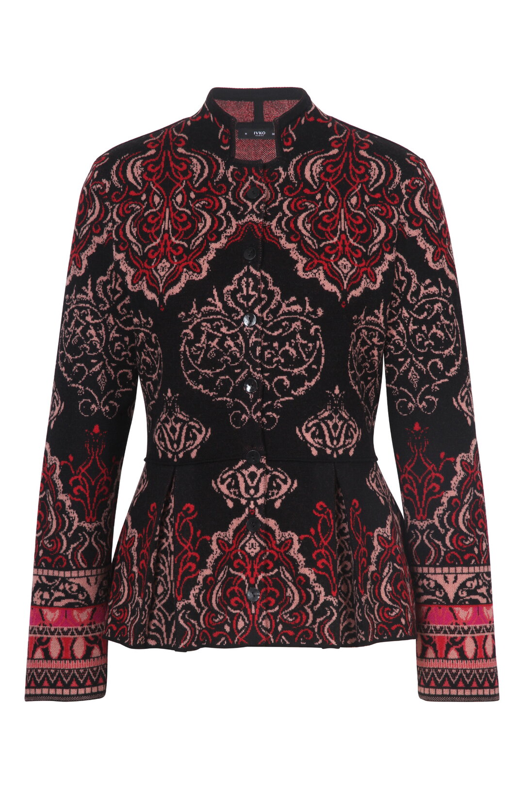 Ivko Jacquard Cardigan - Red/ Black