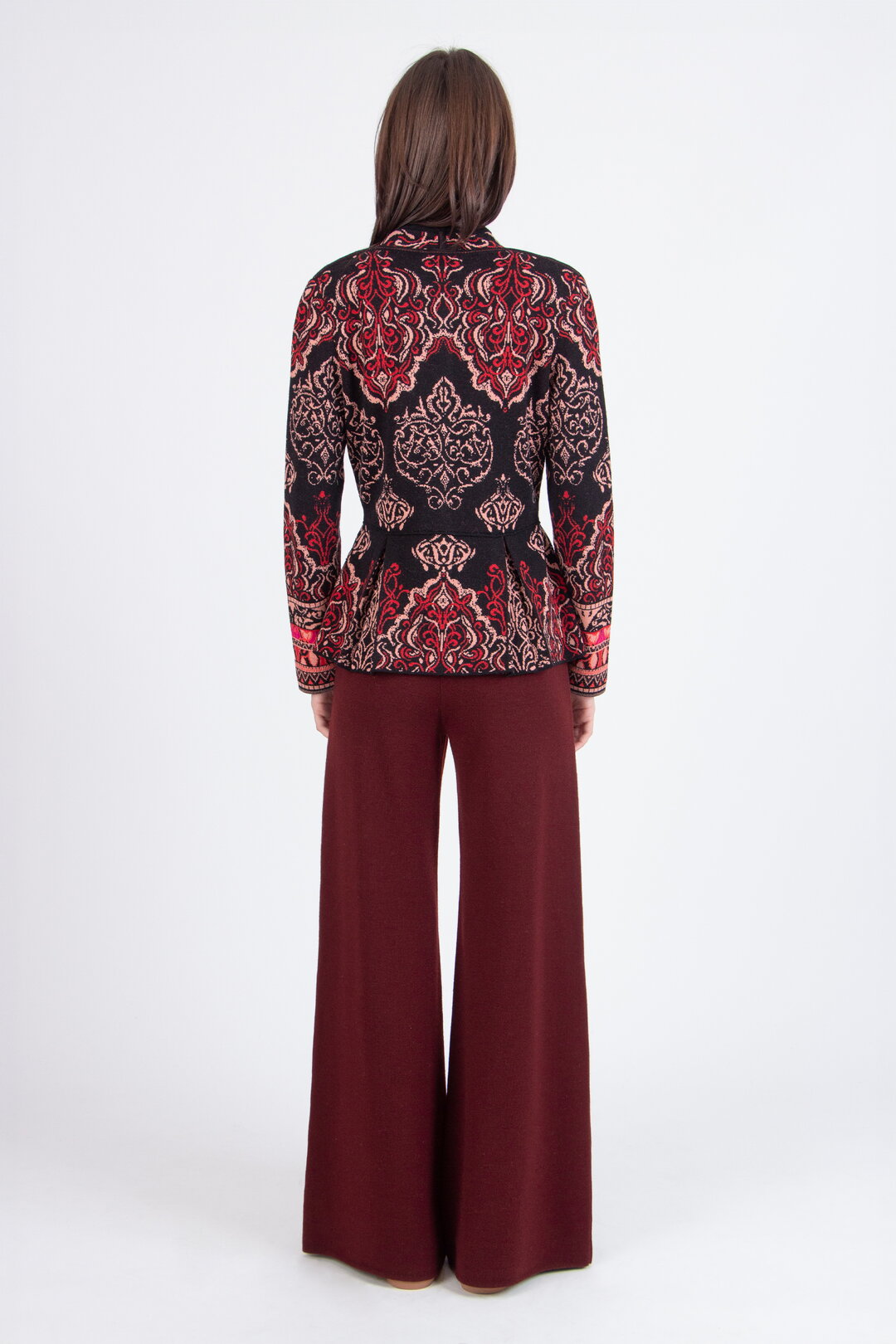 Ivko Jacquard Cardigan - Red/ Black