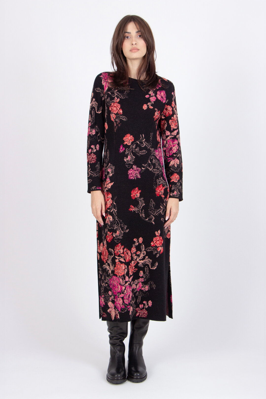 Ivko Jacquard Dress - Chocolate/ Black