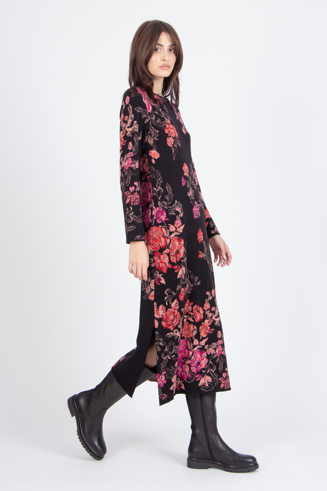 Ivko Jacquard Dress - Chocolate/ Black