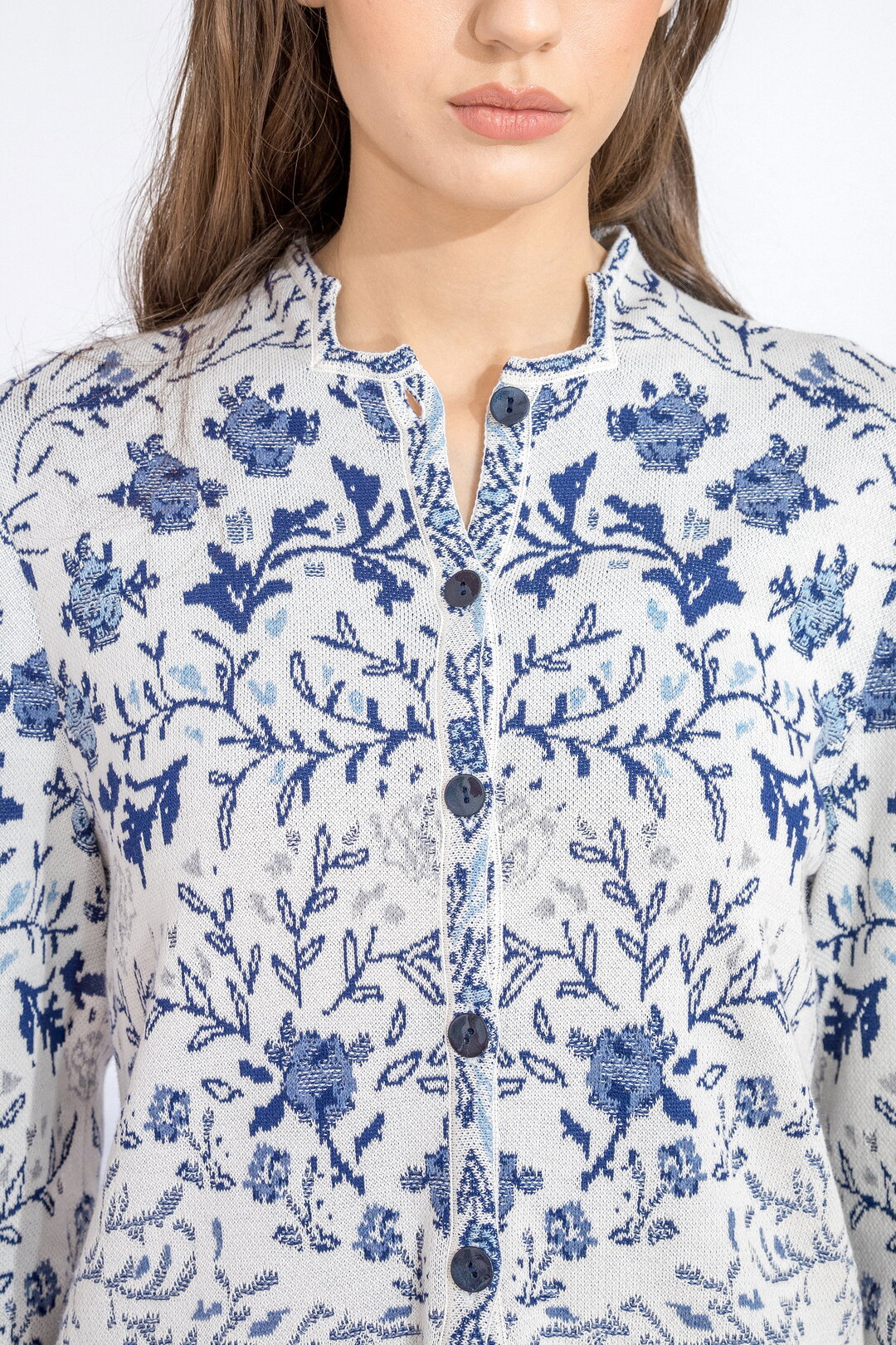 Ivko Woman Jacket Andalusia Pattern - White/Blue