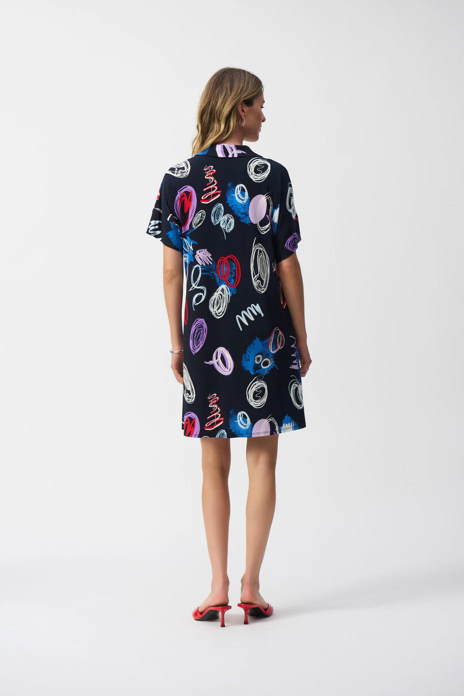 Joseph Ribkoff Abstract Print A-Line Dress 251111 - Midnight Blue/ Print