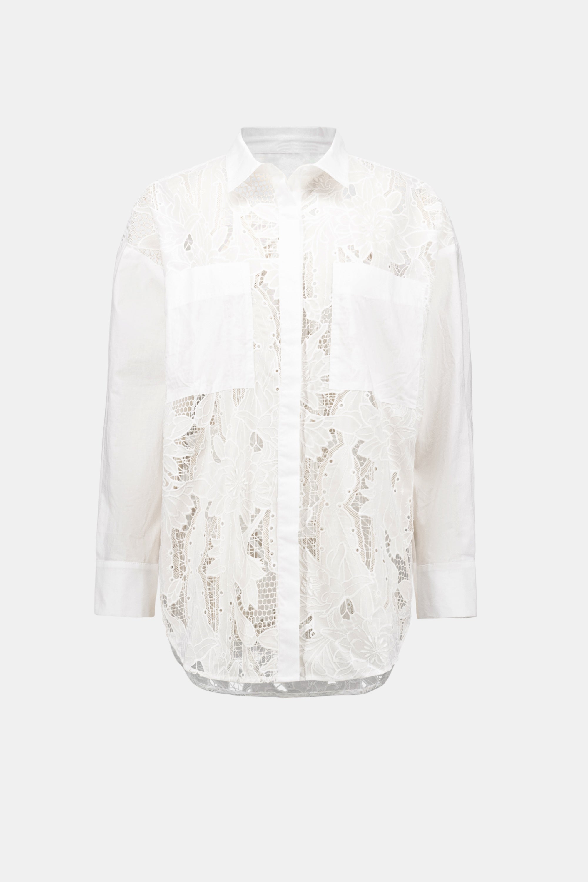 Joseph Ribkoff Lace Boxy Blouse With Embroidery 262952 - White