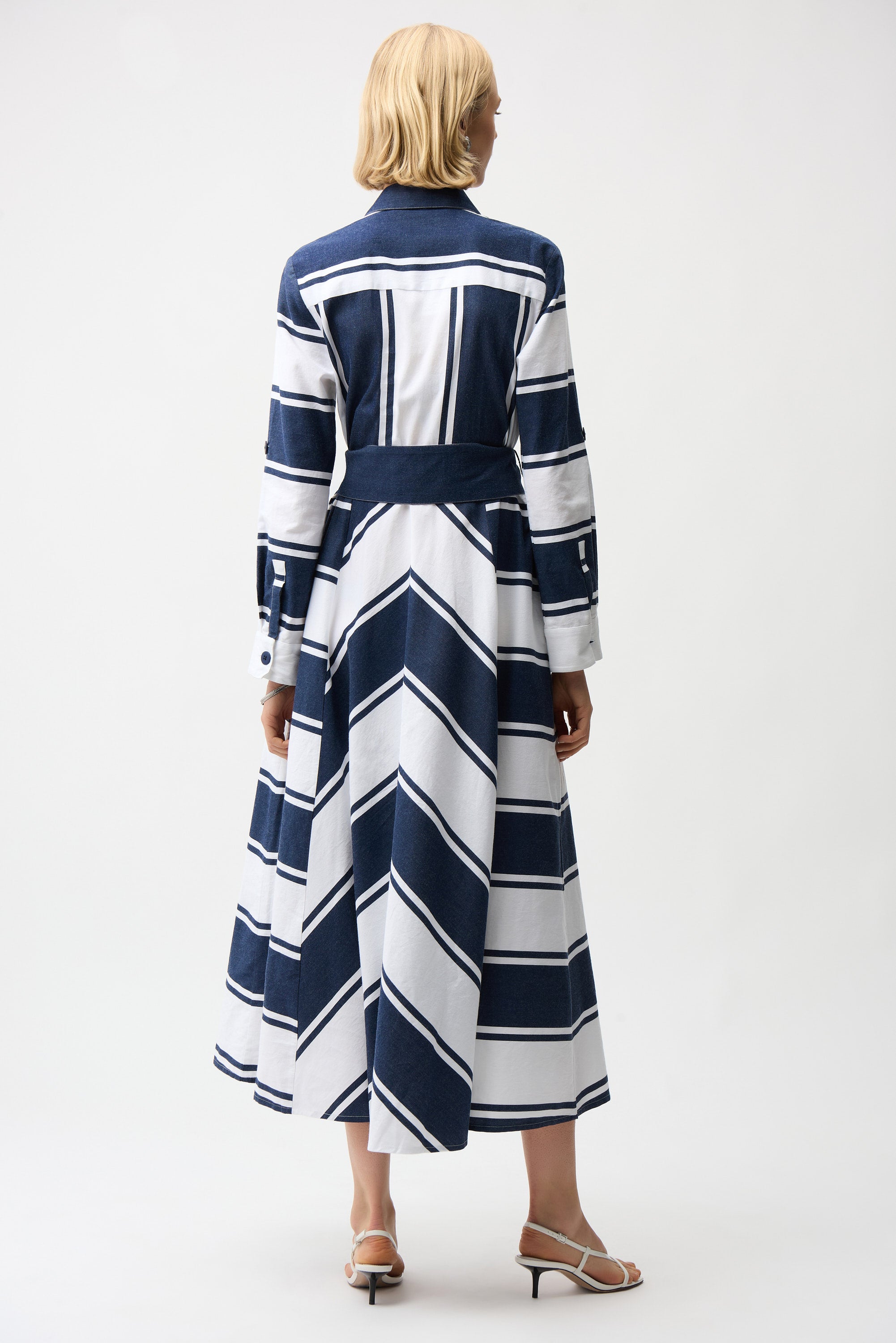 Joseph Ribkoff Stripe Fit & Flare Shirt Dress 261936 - Navy/ White