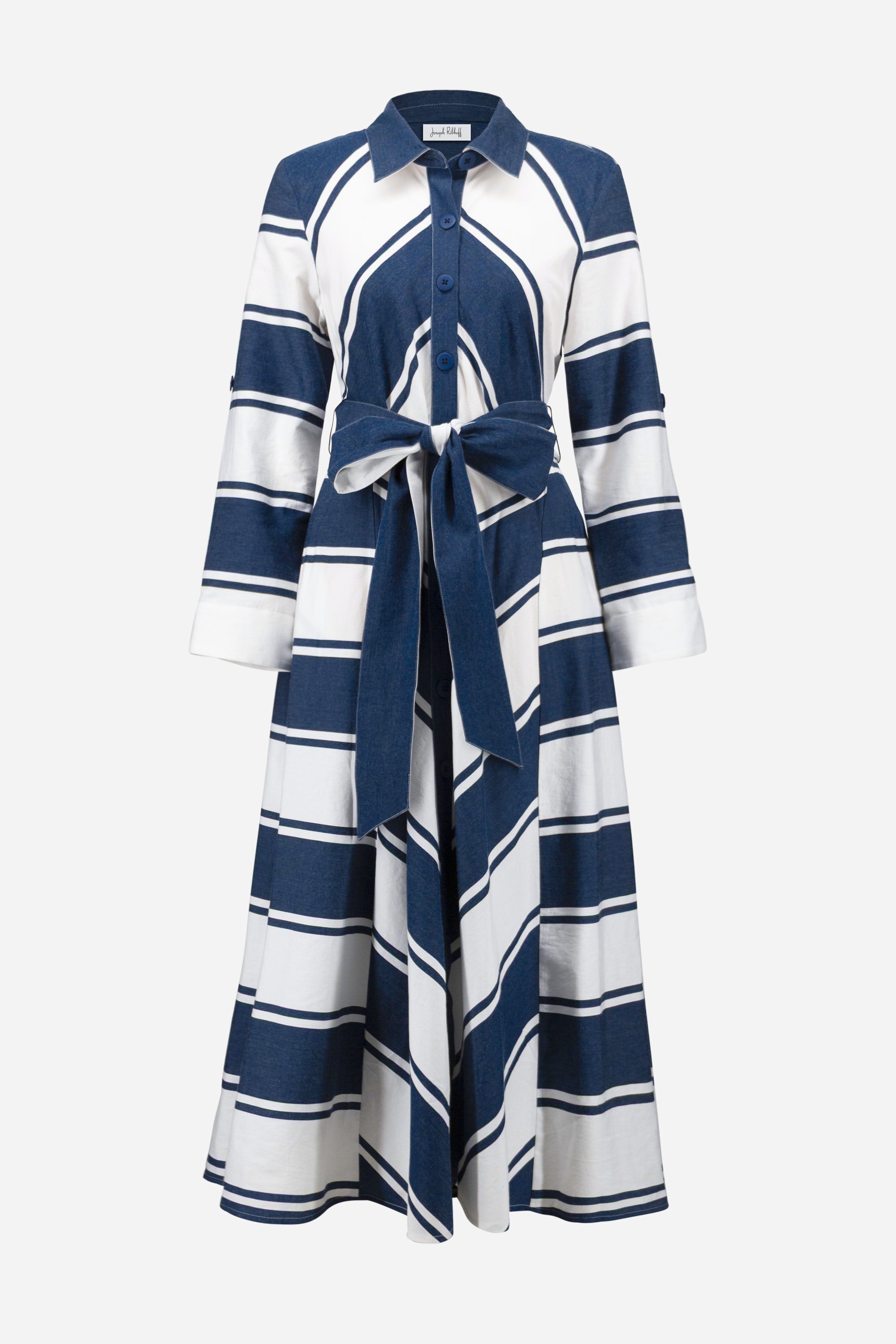 Joseph Ribkoff Stripe Fit & Flare Shirt Dress 261936 - Navy/ White