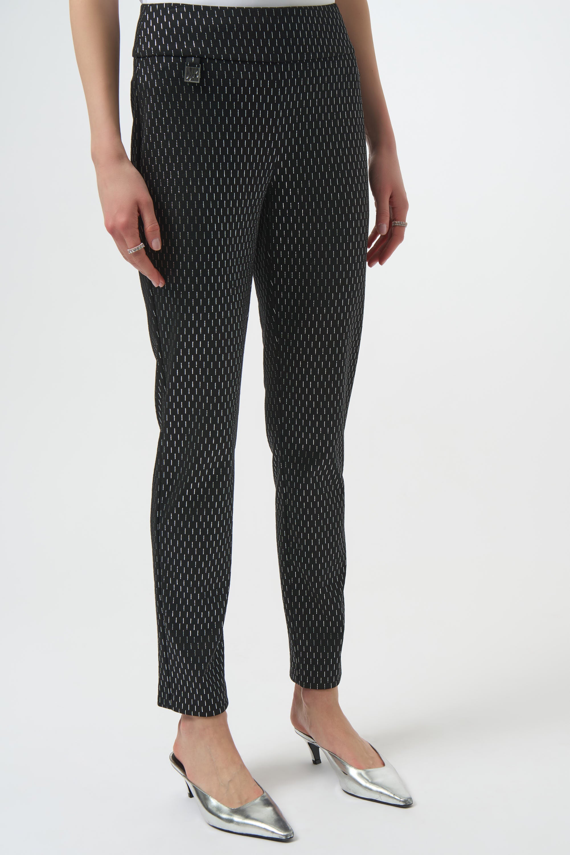 Joseph Ribkoff Foiled Slim Fit Pants 254143 - Black/ Silver