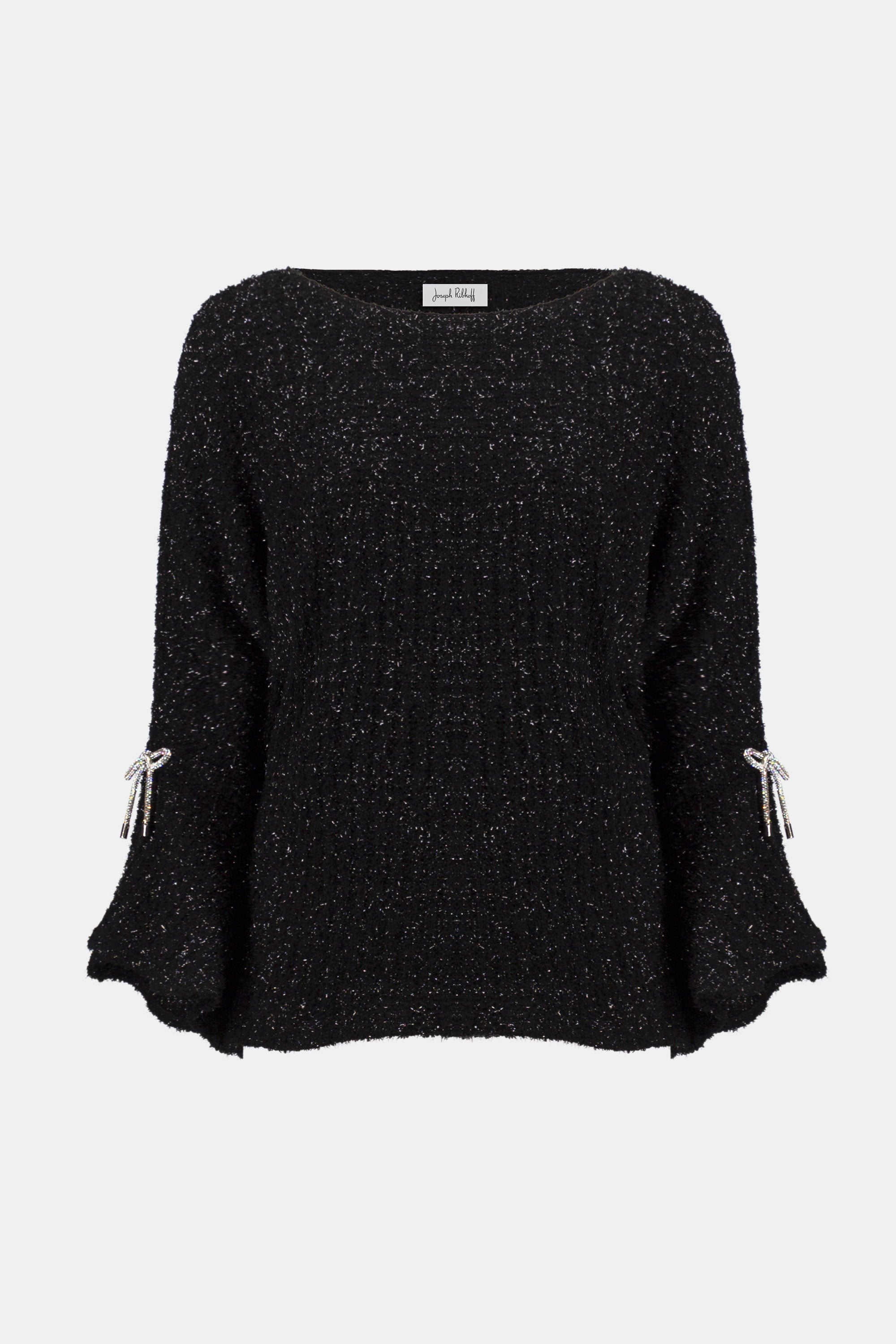 Joseph Ribkoff Fuzzy Metalic Knit Boxy Top 254098 - Black