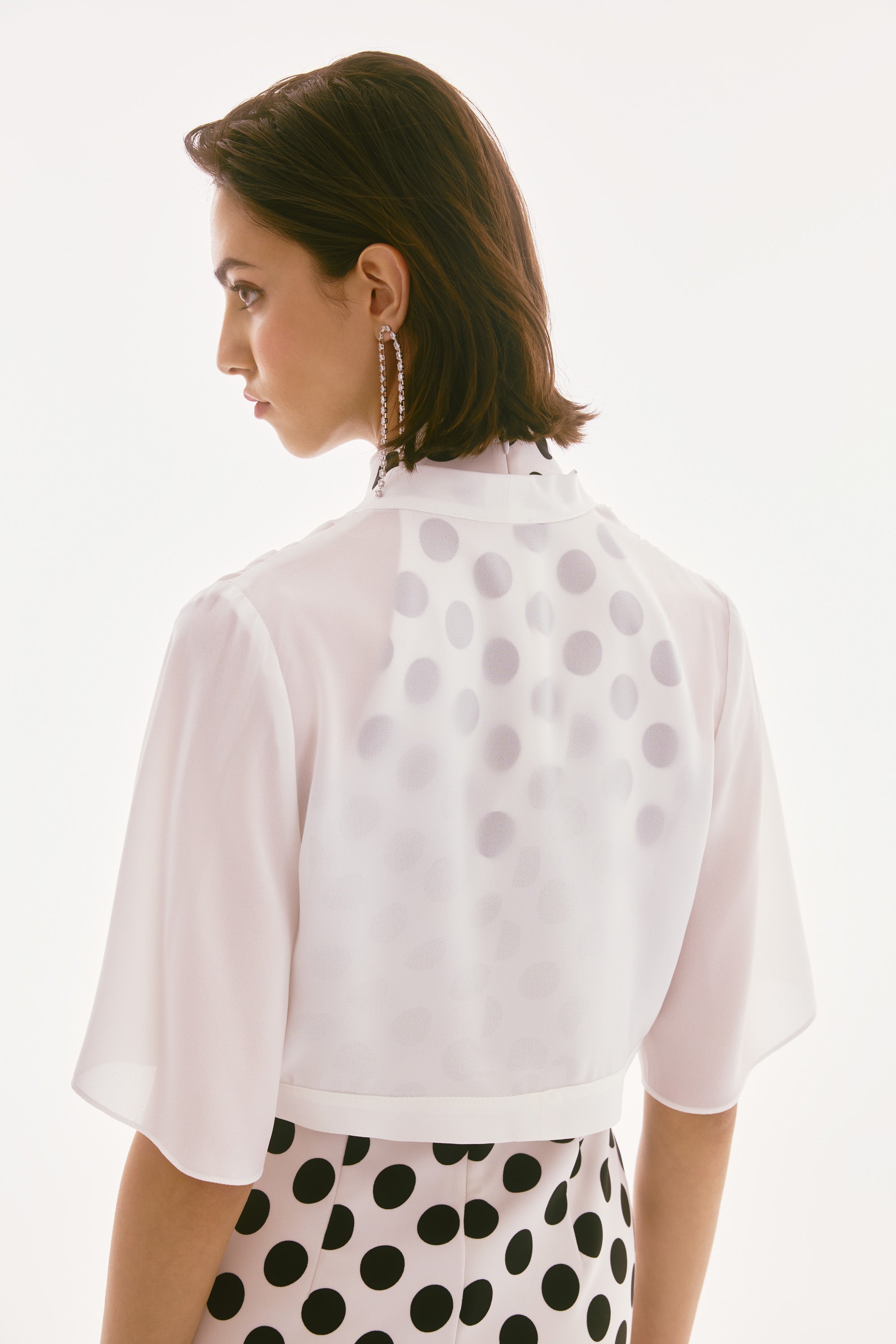 Joseph Ribkoff Georgette Bell Sleeve Bolero 243798 - Ivory