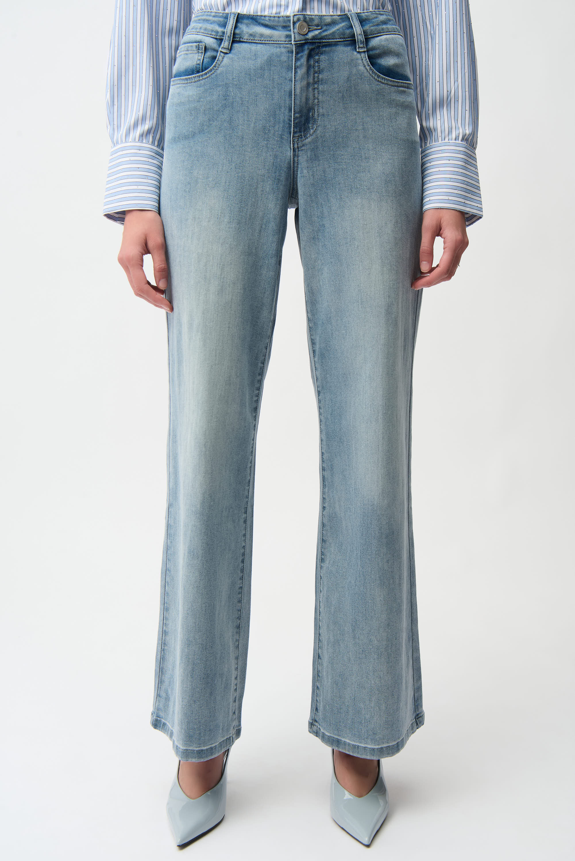 Joseph Ribkoff Goldie Classic Wide Leg Jeans 251968 - Light Blue Denim
