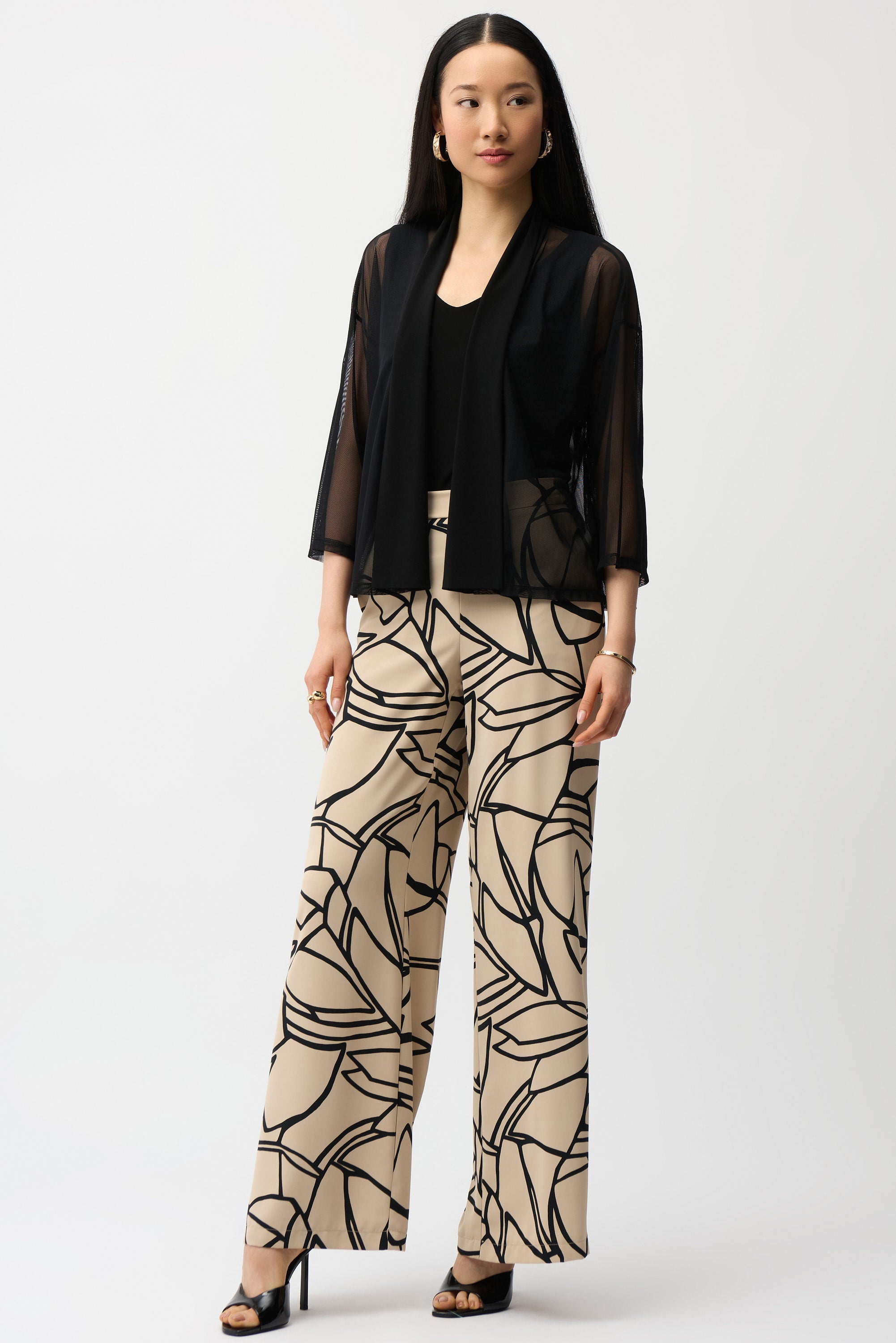 Joseph Ribkoff Mesh Draped Open Cover Up 261204 - Black