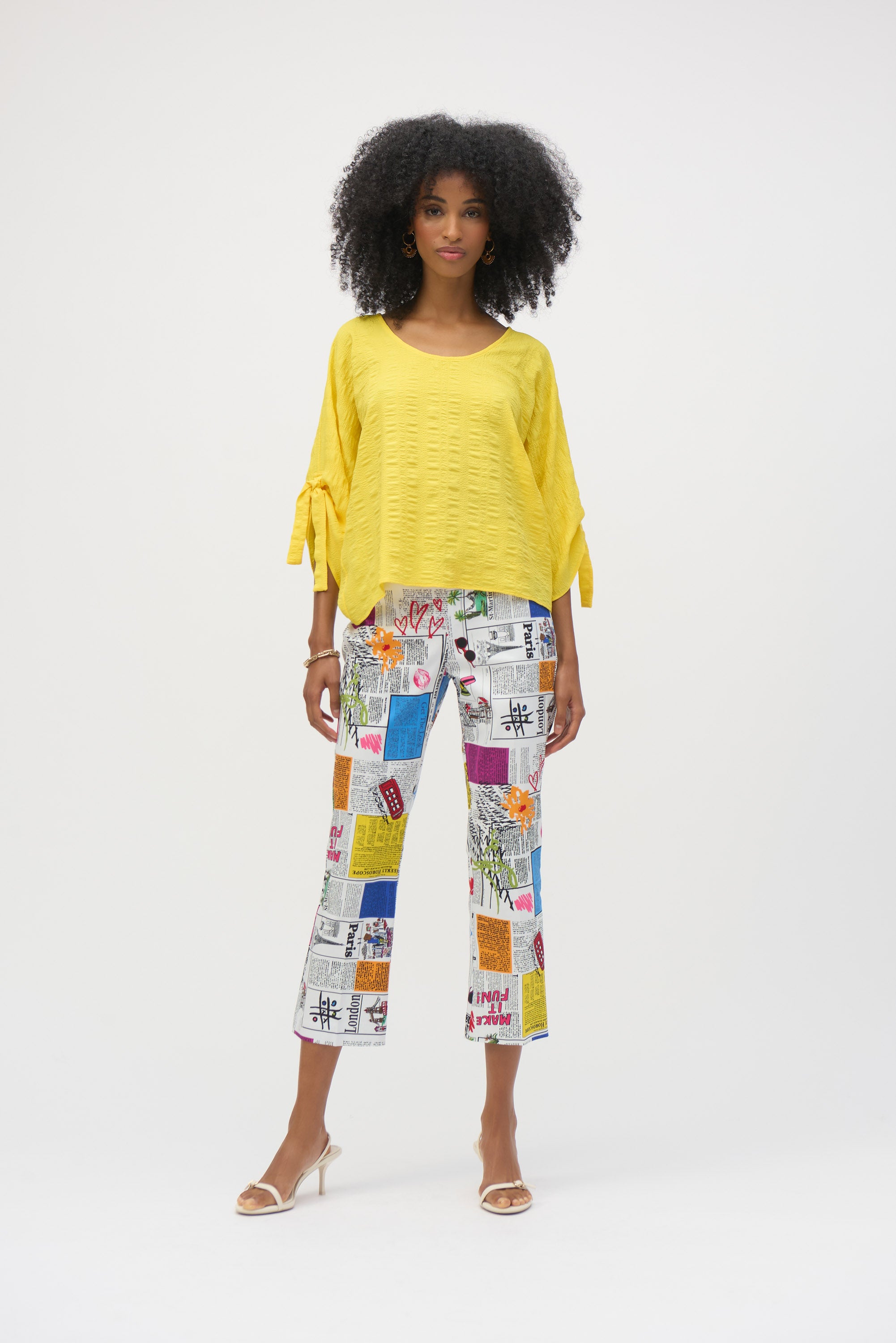 Joseph Ribkoff Millennium Word Print Flared Pants 252047 - Multi