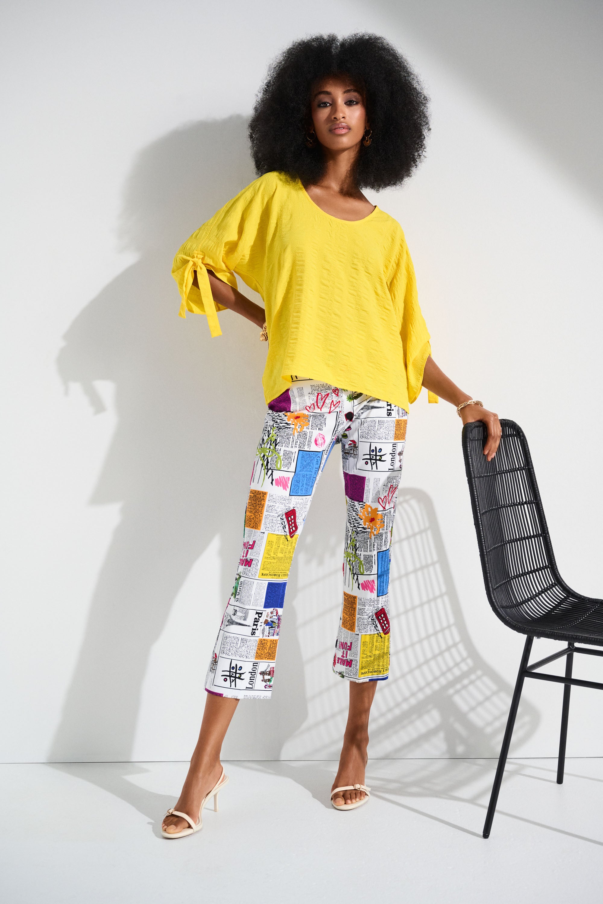 Joseph Ribkoff Millennium Word Print Flared Pants 252047 - Multi