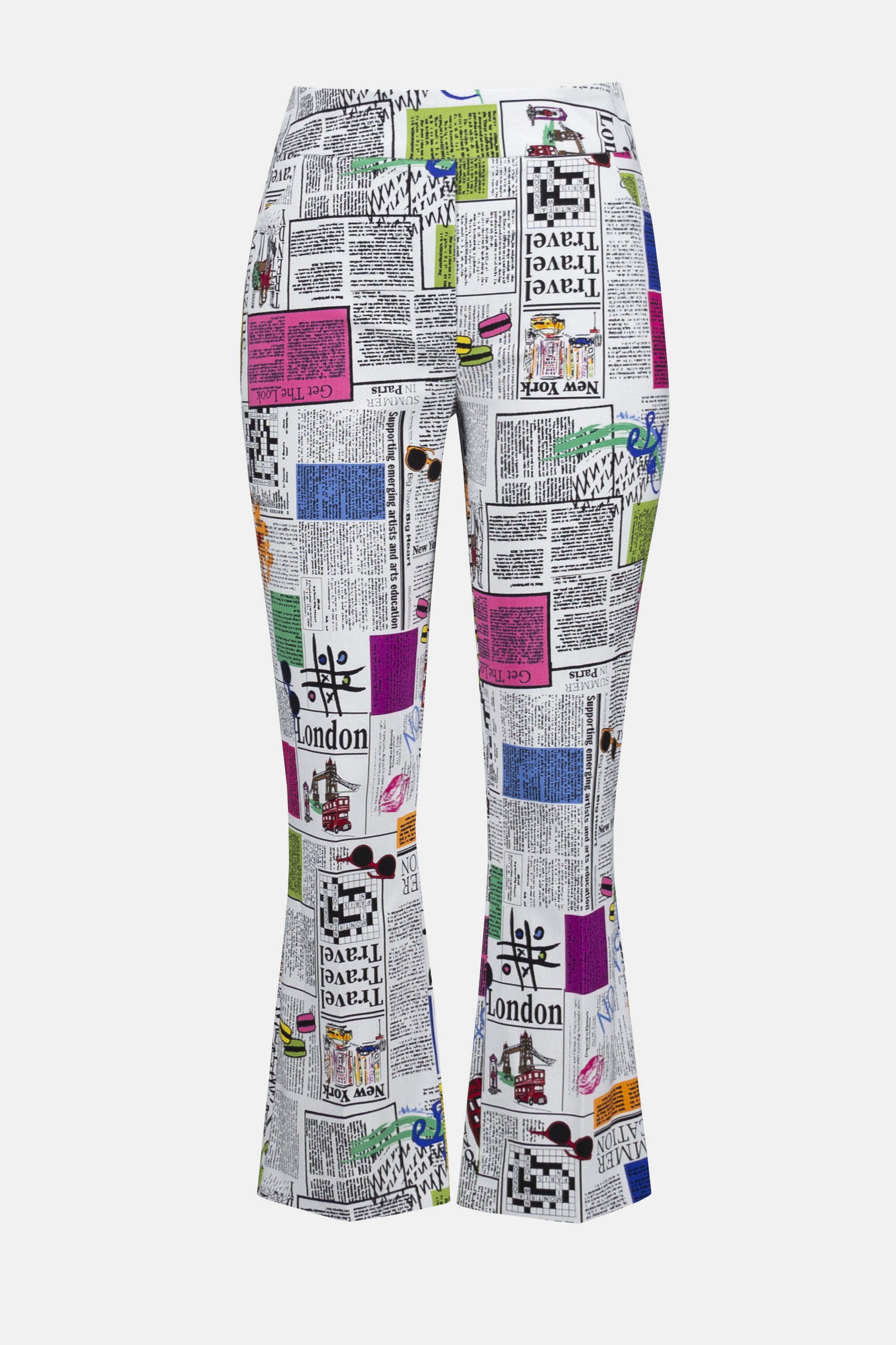 Joseph Ribkoff Millennium Word Print Flared Pants 252047 - Multi
