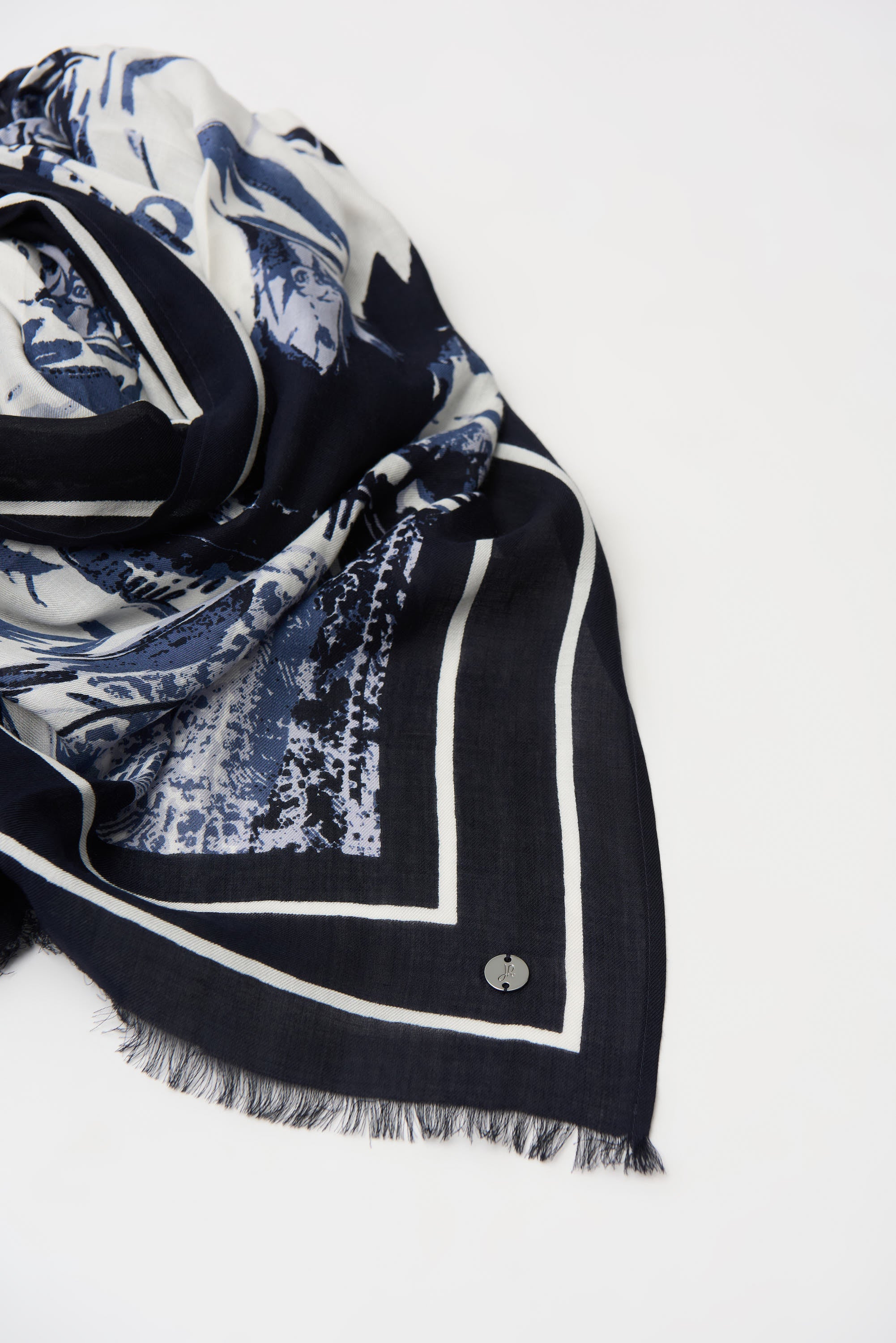 Joseph Ribkoff Modal Conversational Print Scarf 261988 - Blue/ Vanilla