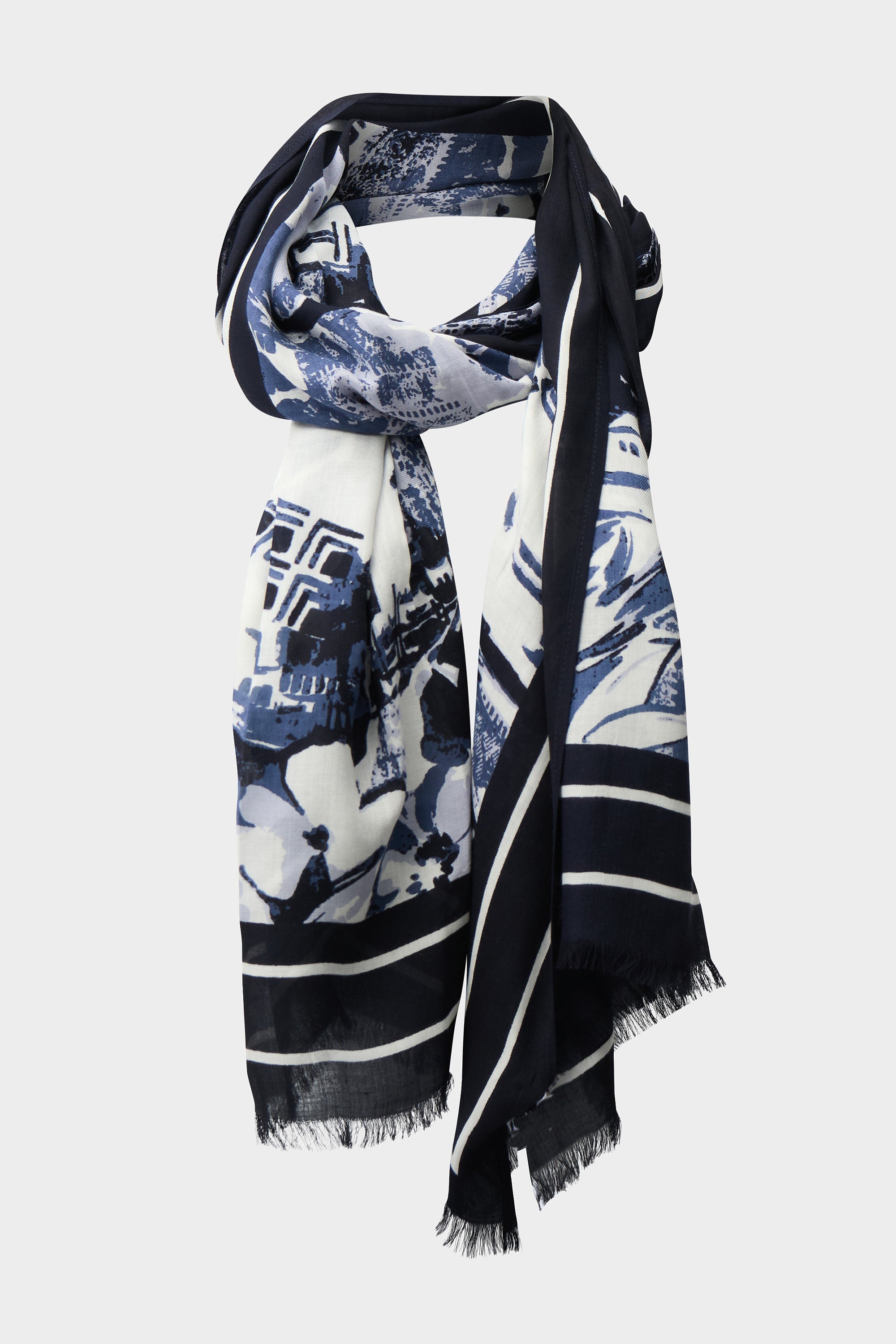 Joseph Ribkoff Modal Conversational Print Scarf 261988 - Blue/ Vanilla