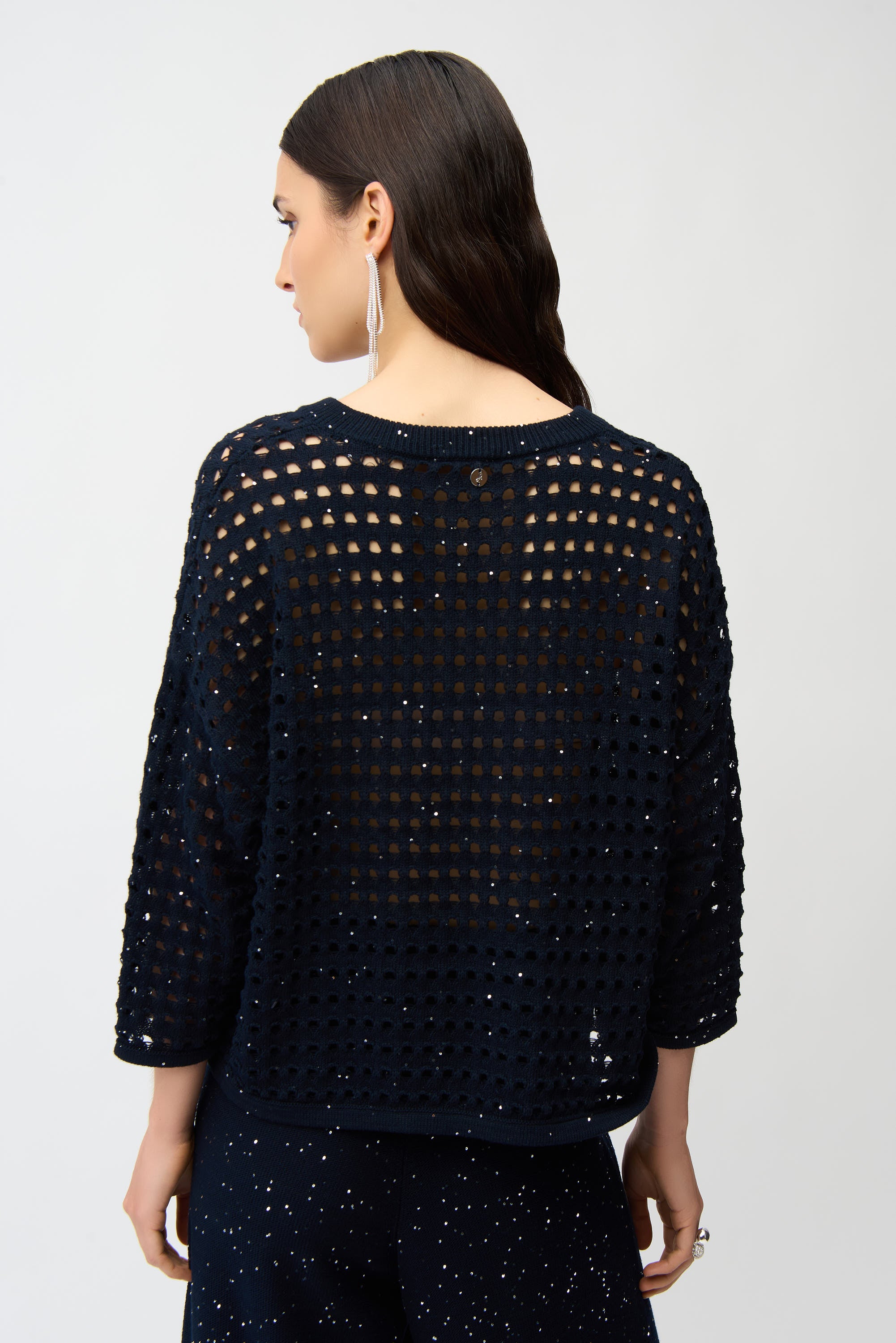 Joseph Ribkoff Open Stitch Boxy Sweater 261925 - Midnight Blue