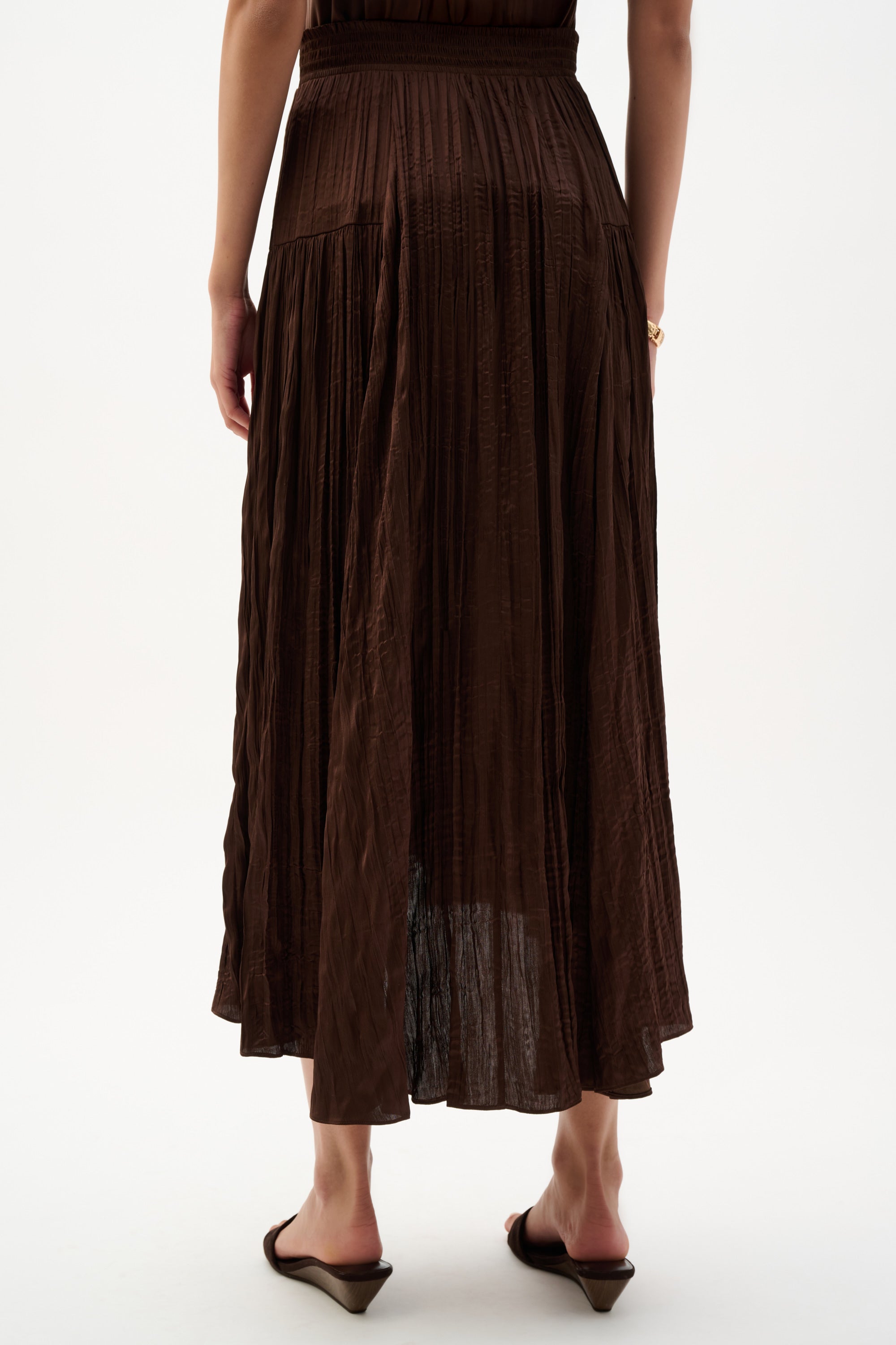 Joseph Ribkoff Satin Flare Skirt With Pleats 262960 - Mahogany