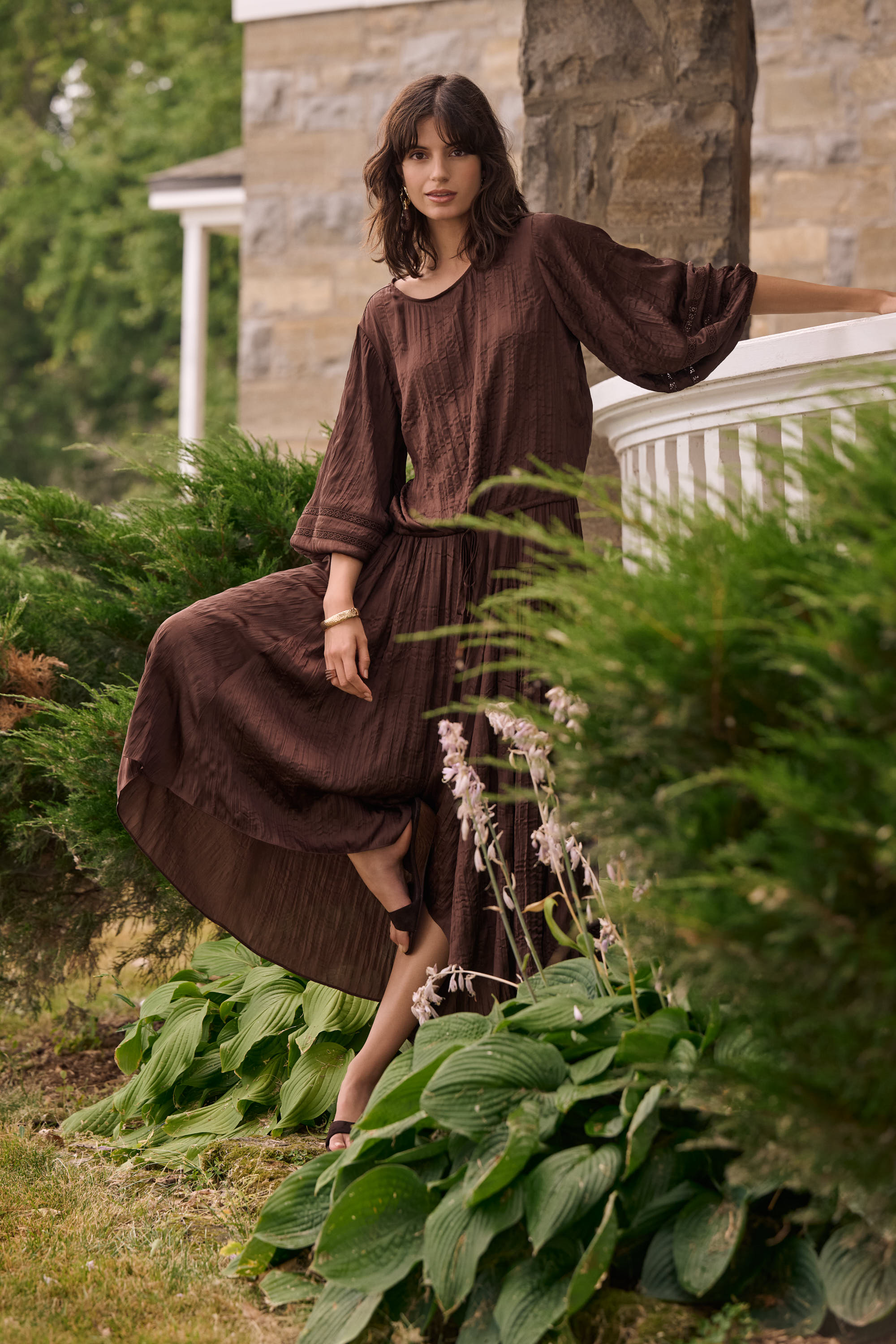 Joseph Ribkoff Satin Flare Skirt With Pleats 262960 - Mahogany