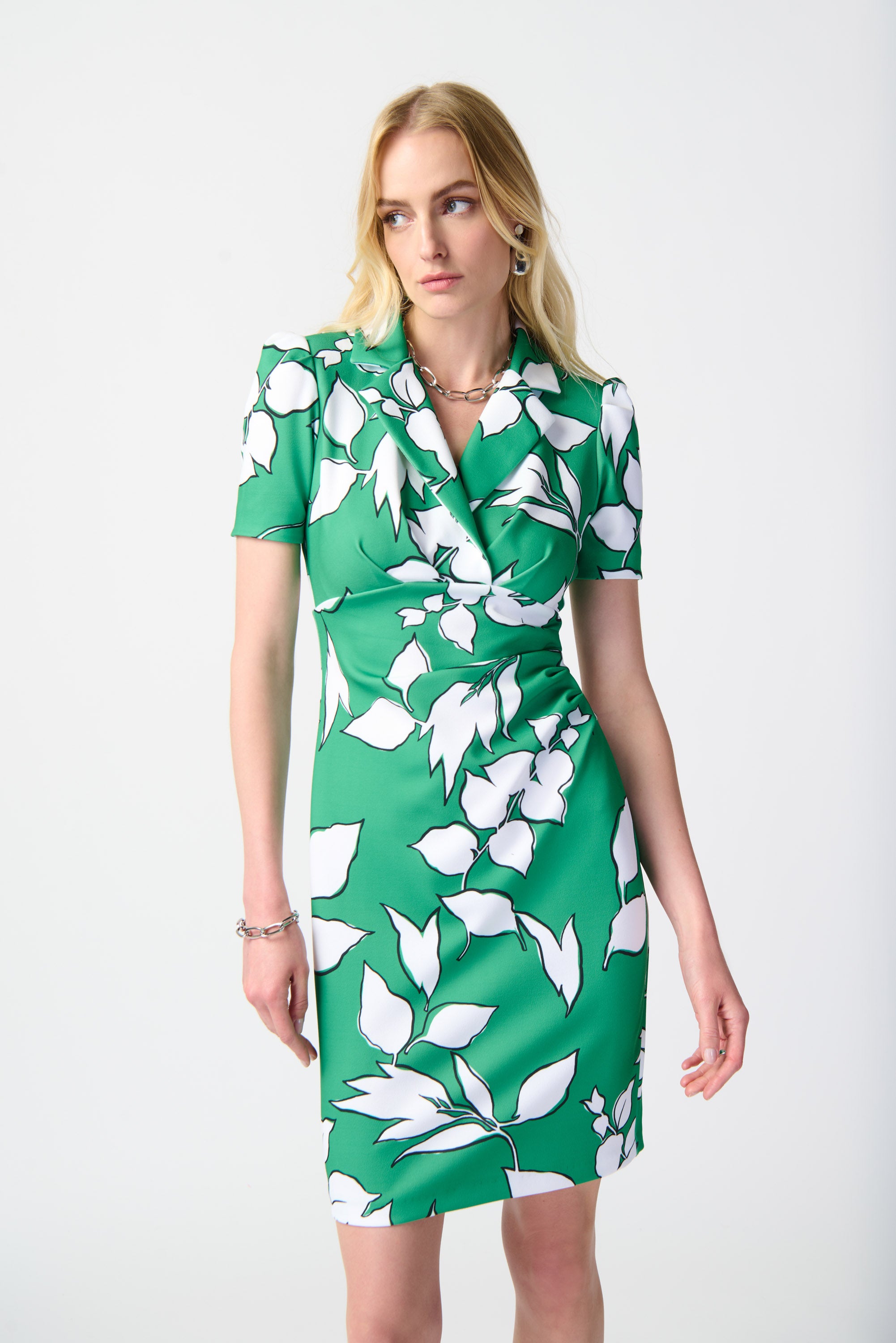 Joseph Ribkoff Floral Print Crepe Dress 241033 - Green/Multi
