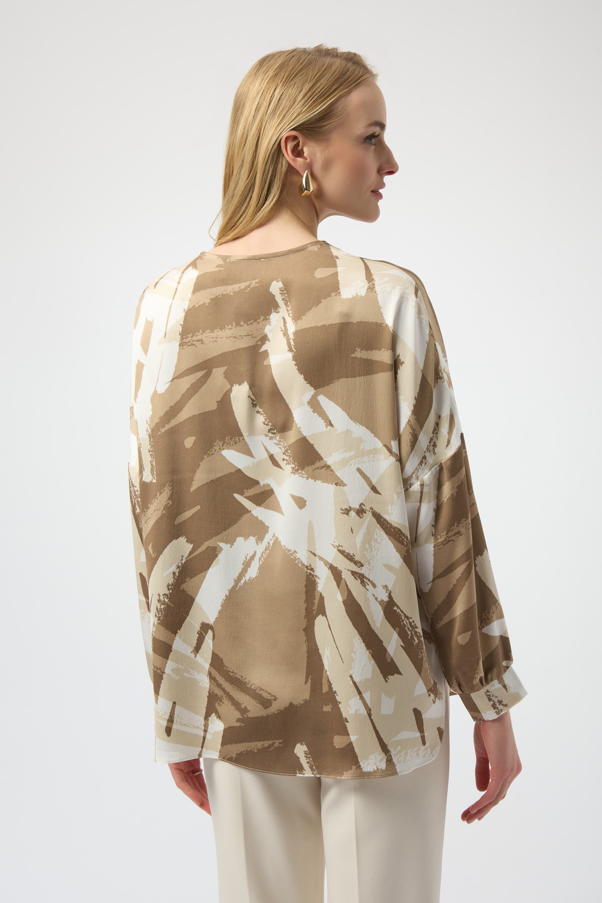 Joseph Ribkoff Abstract Print Tunic Blouse 254193 - Beige/ Off White