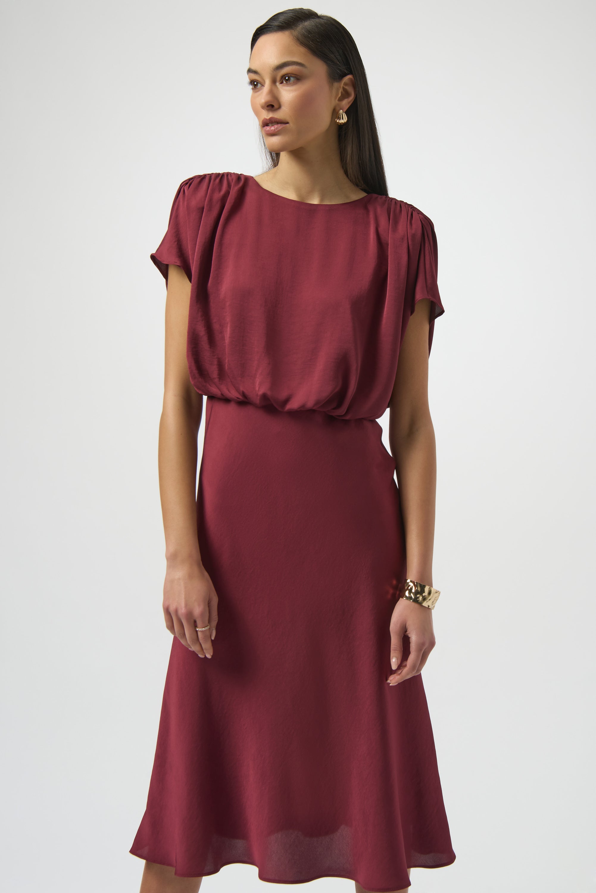 Joseph Ribkoff Blouson A-Line Dress 254049 - Merlot