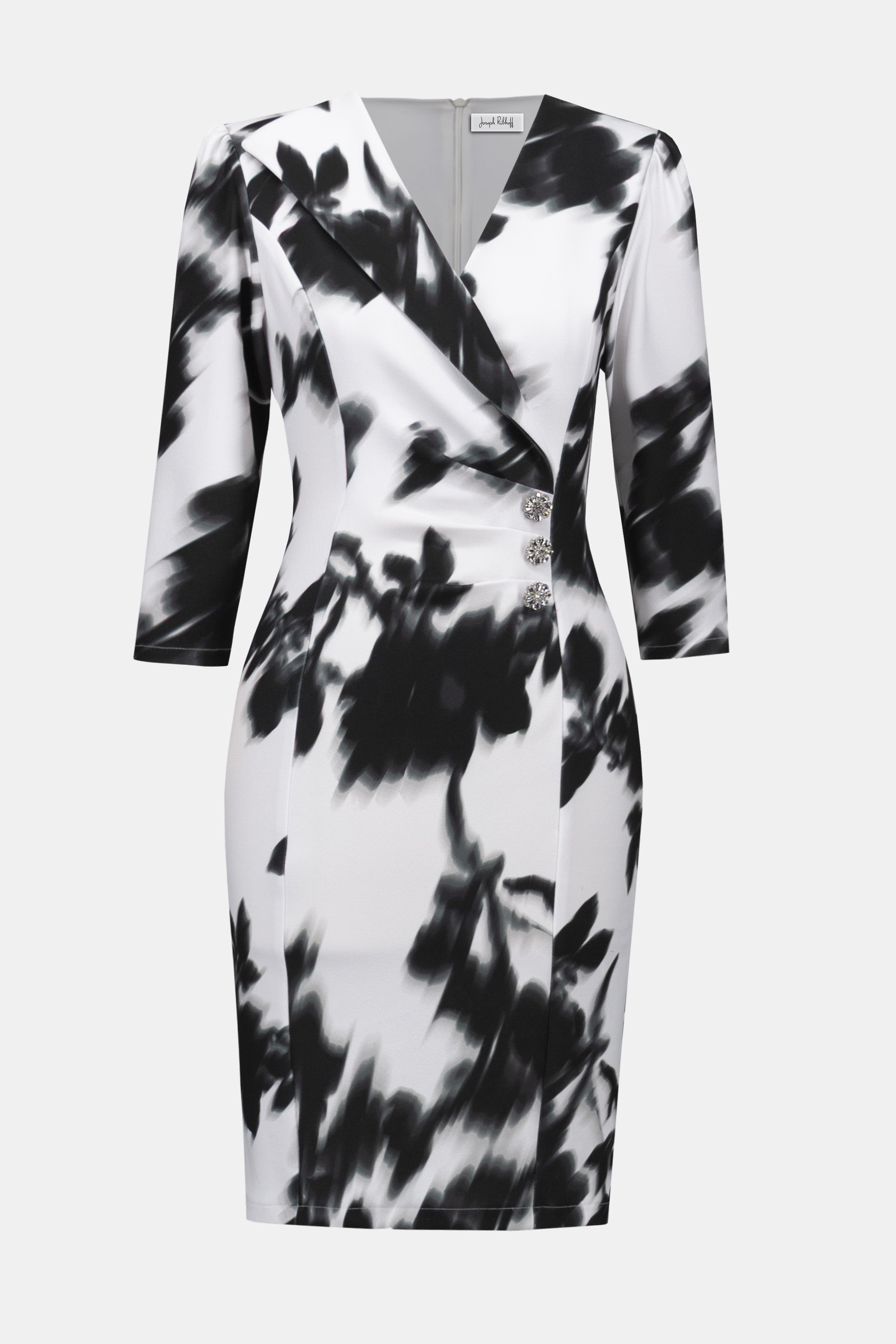 Joseph Ribkoff Floral Print Sheath Dress 254171 - Winter White/ Black