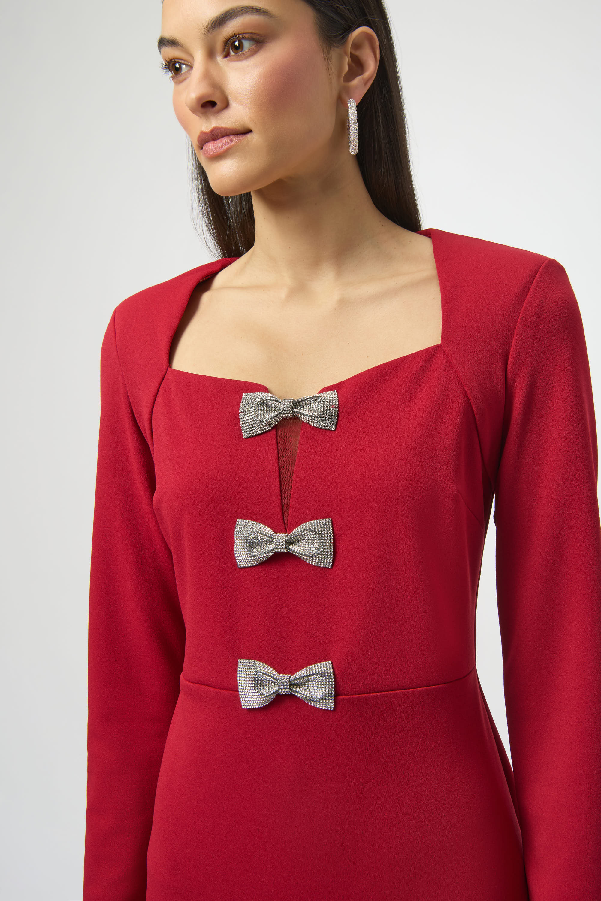 Joseph Ribkoff Sheath Dress With Rhinestone 254053 - Deep Cherry