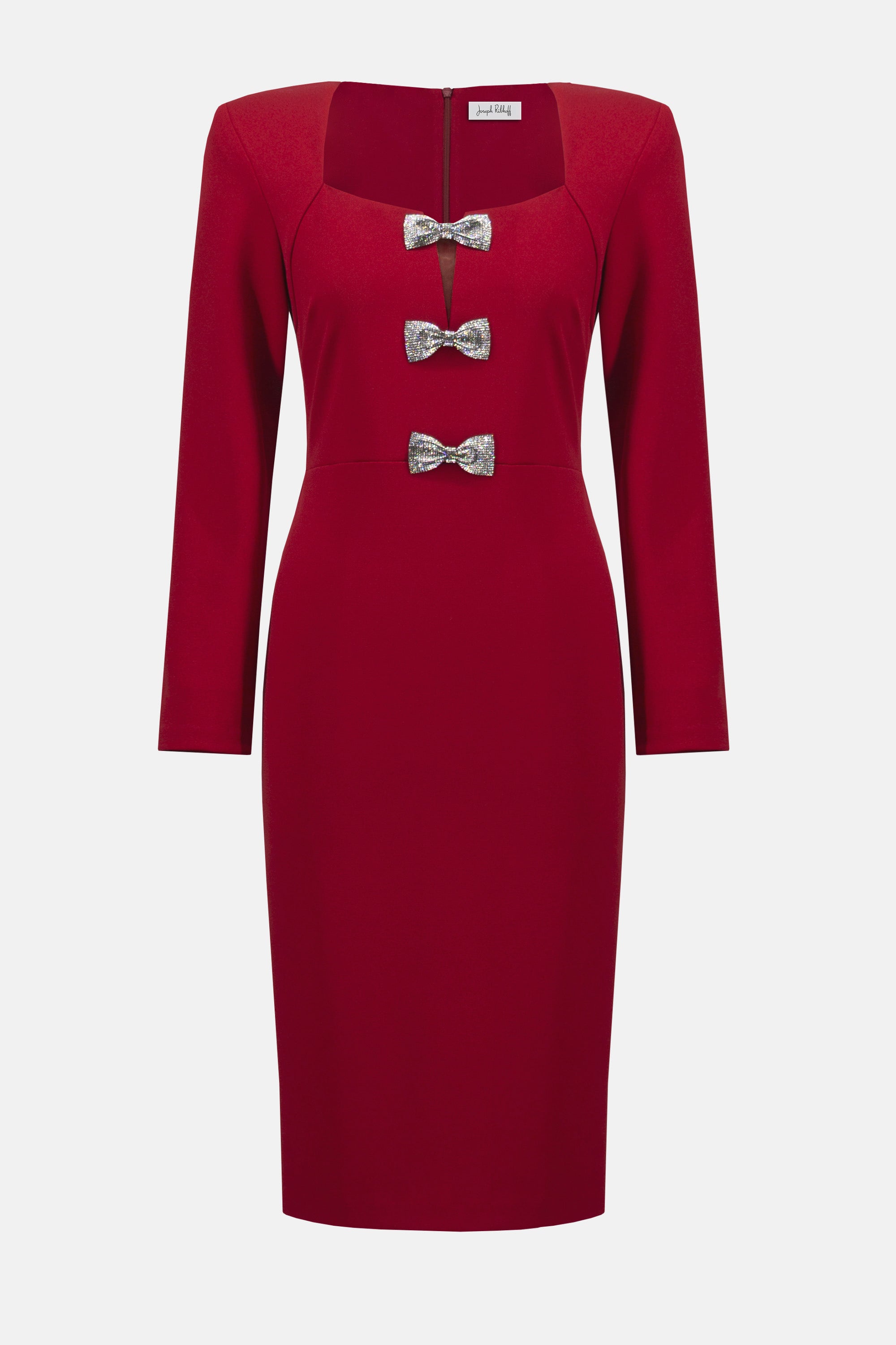 Joseph Ribkoff Sheath Dress With Rhinestone 254053 - Deep Cherry