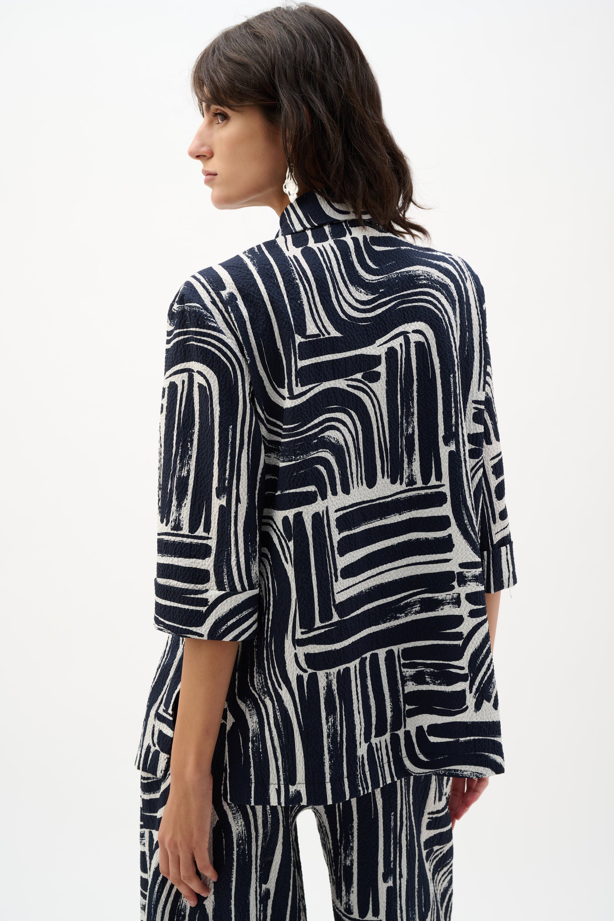 Joseph Ribkoff Double Breasted Blazer 261166 - Vanilla/ Midnight Blue