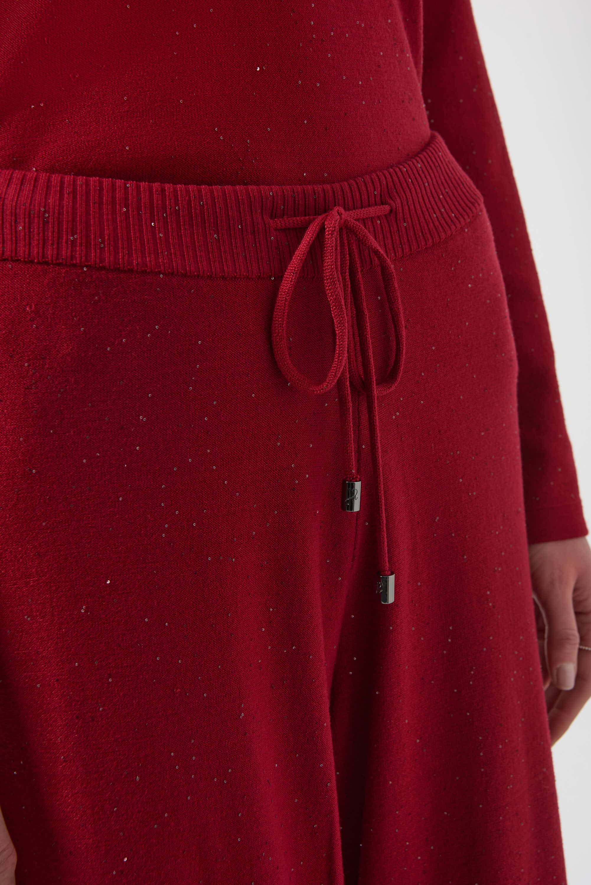 Joseph Ribkoff Sequined Knit Cullotte Pants 244922 - Deep Cherry