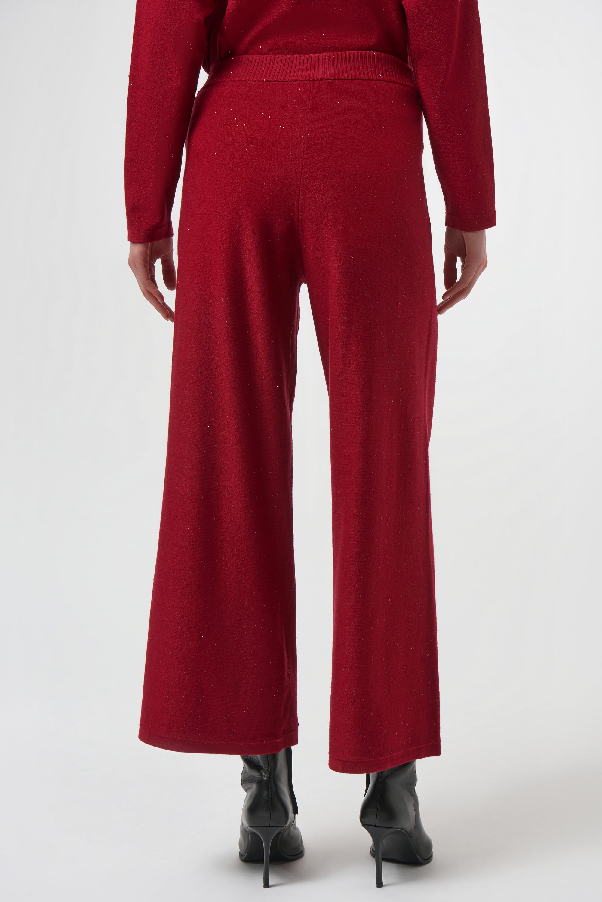 Joseph Ribkoff Sequined Knit Cullotte Pants 244922 - Deep Cherry