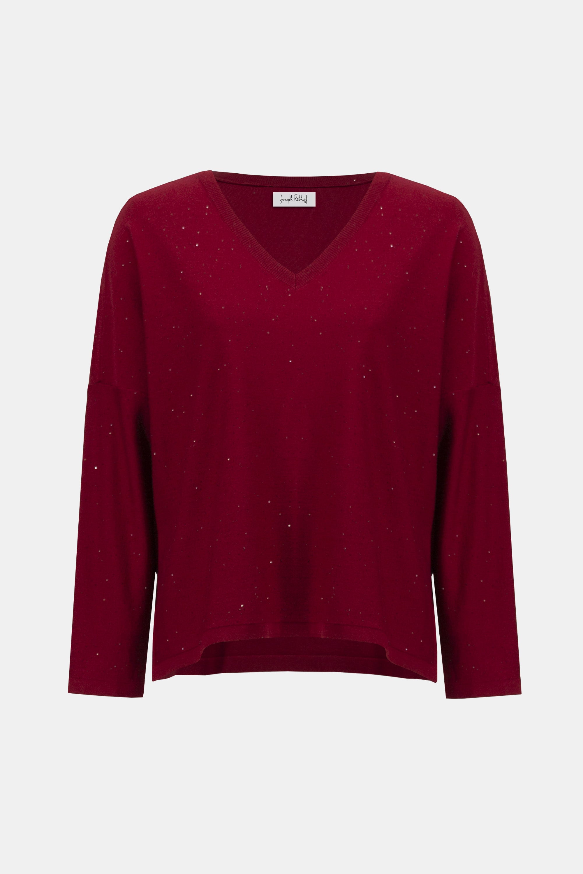 Joseph Ribkoff Sequined Sweater Knit Boxy Top 244921 - Deep Cherry