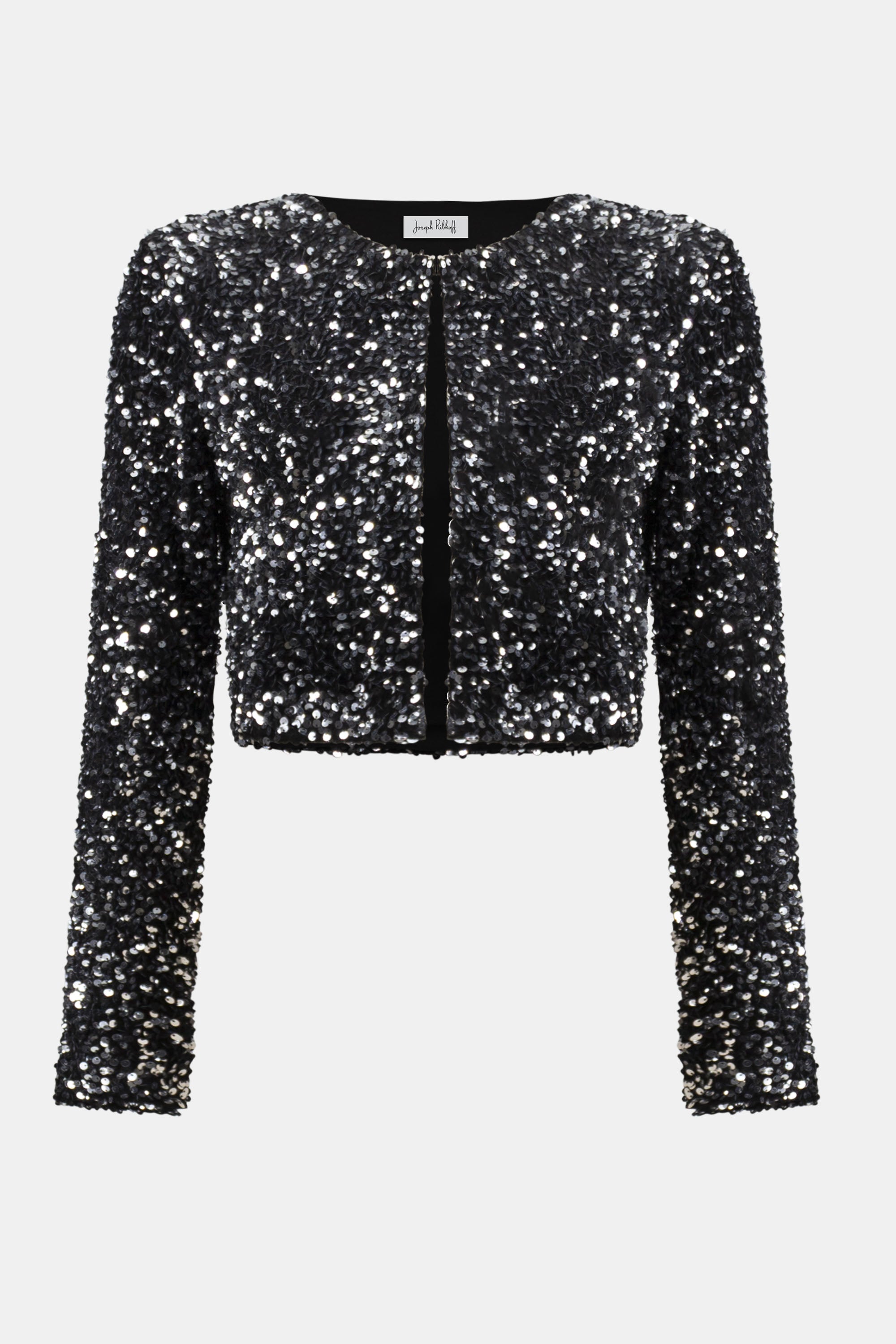 Joseph Ribkoff Sequined Velvet Cropped Cover Up 254930 - Black/ Silver