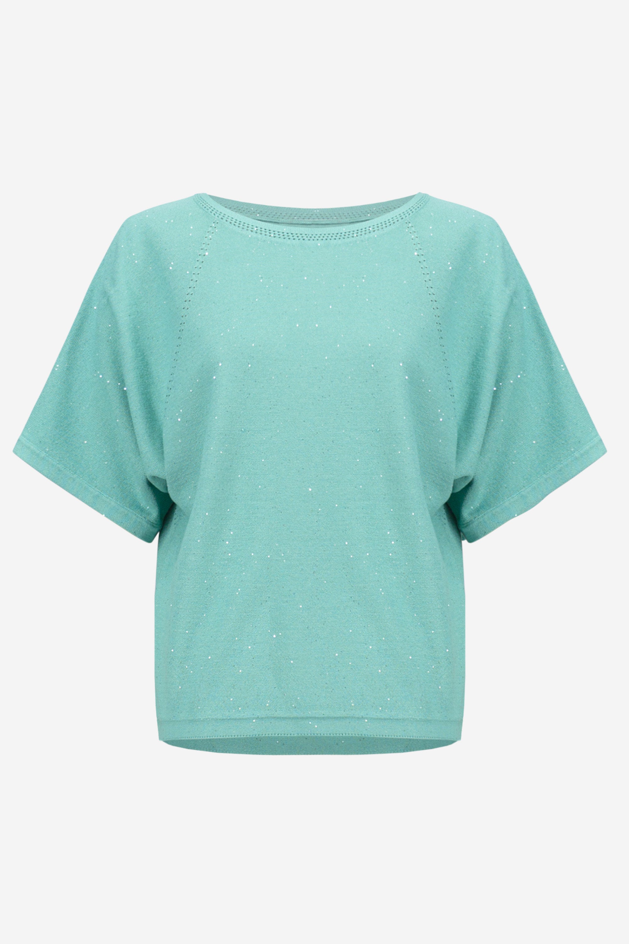 Joseph Ribkoff Sequin Short Sleeve Sweater 261917 - Seafoam